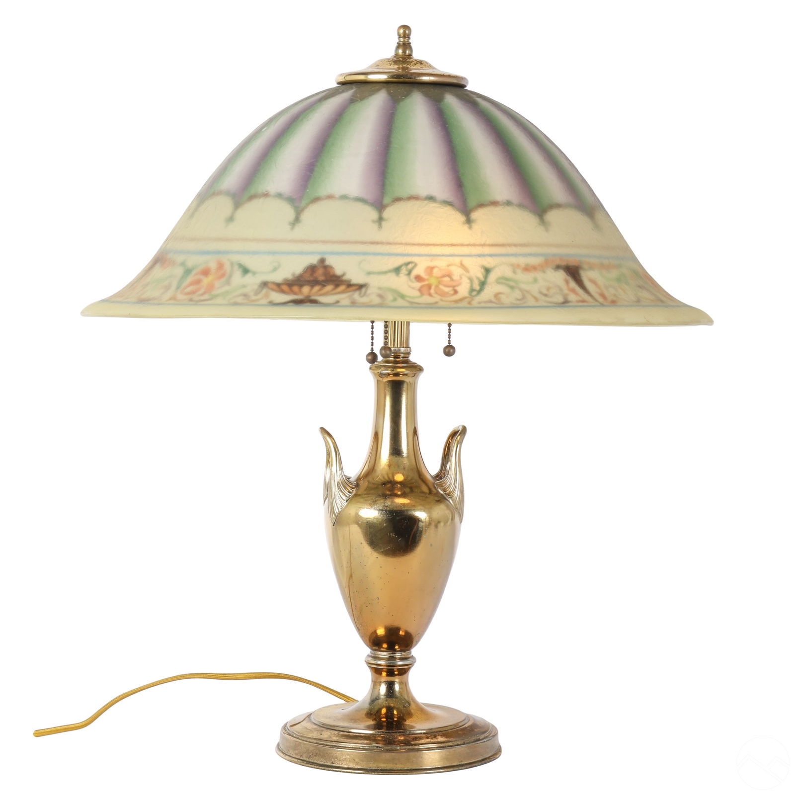 Pairpoint Bronze and Glass Shade Floral Table Lamp (1 of 11)
