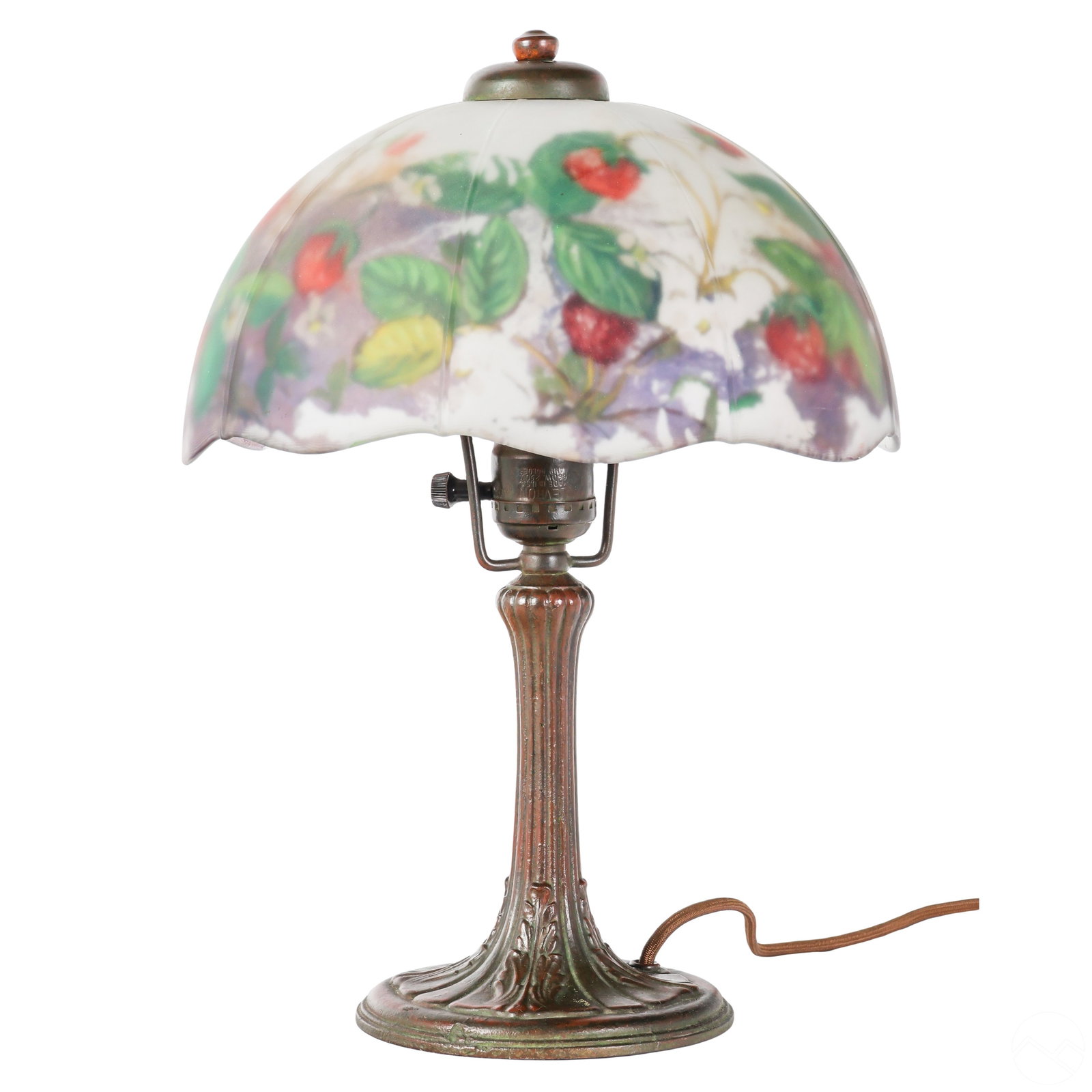 Handel Bronze Lotus Foot Lamp Base and Glass Shade (1 of 8)