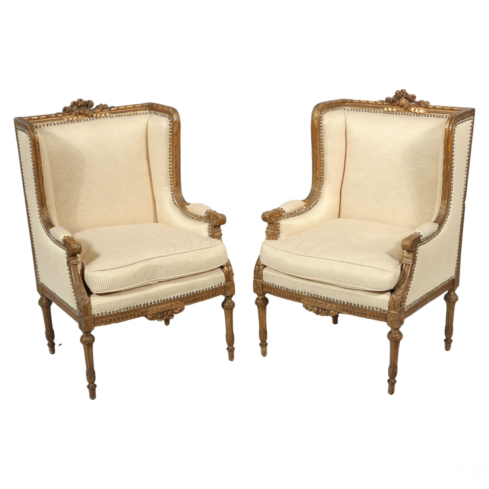 French Antique Pair of Gilt Wood Bergere Armchairs (1 of 10)