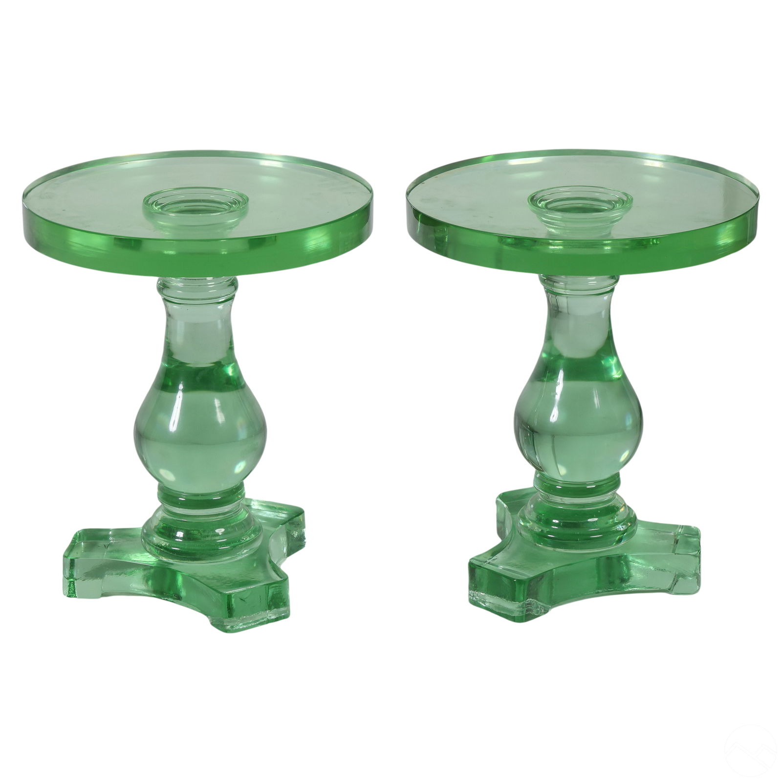 Wicker Works Pair Green Glass Accent Side Tables (1 of 5)