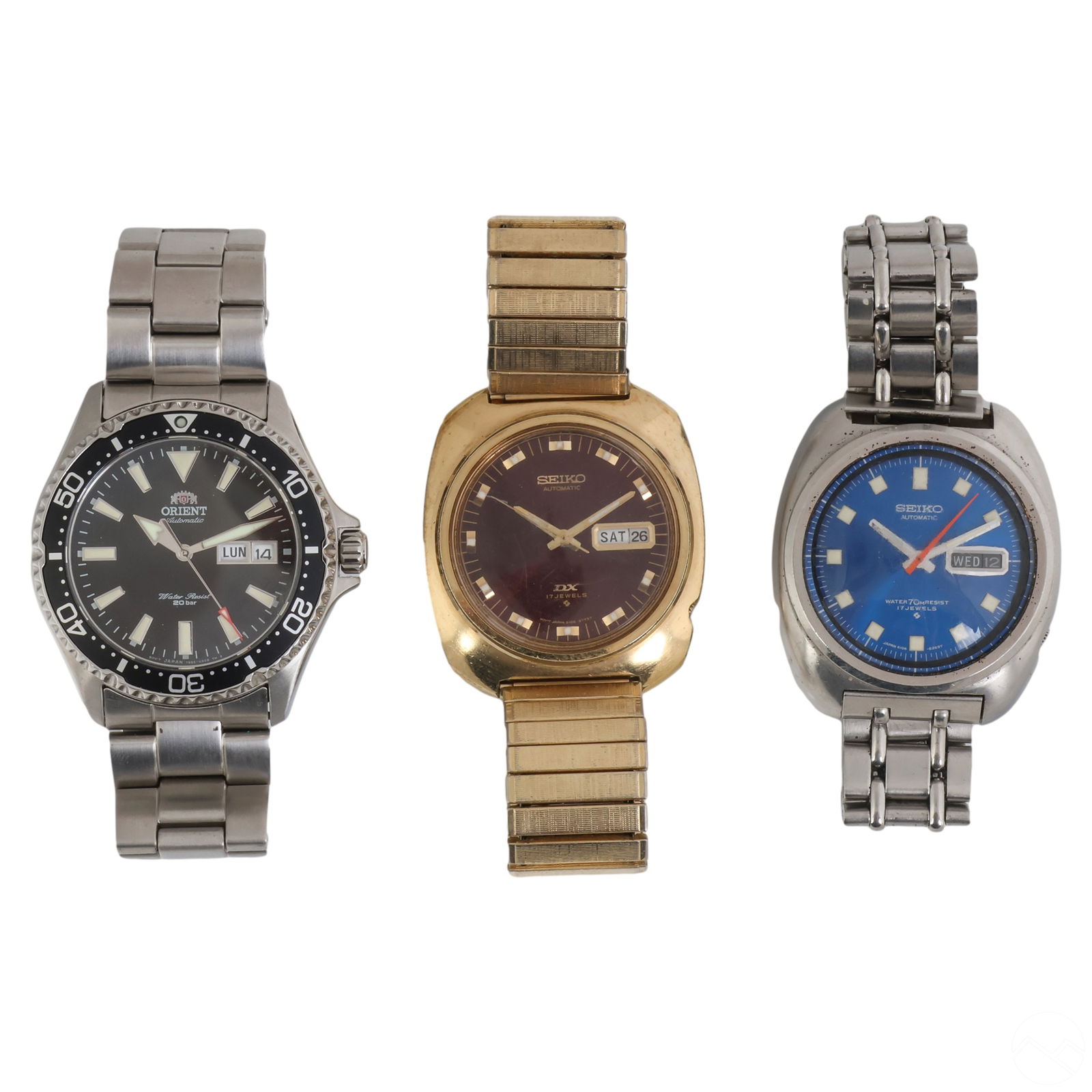 Orient and Seiko Mens Wristwatches 3pc. ESTATE LOT (1 of 8)
