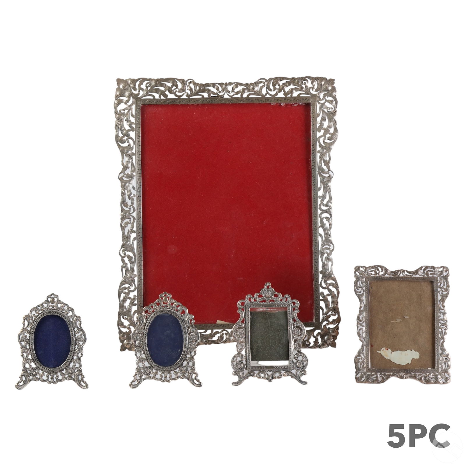 Sterling & 900 Silver Photo Picture Frames 5pc LOT (1 of 5)