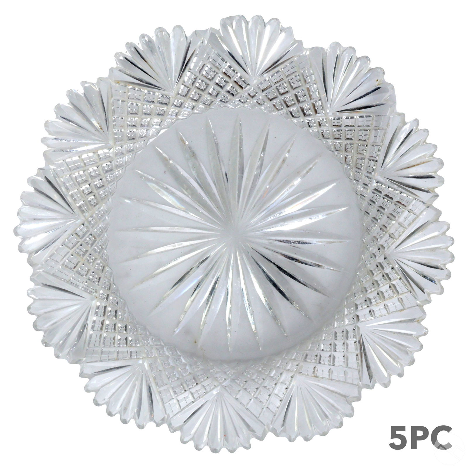 Cut Crystal Glass Bread and Butter Plates 5pc. SET (1 of 3)