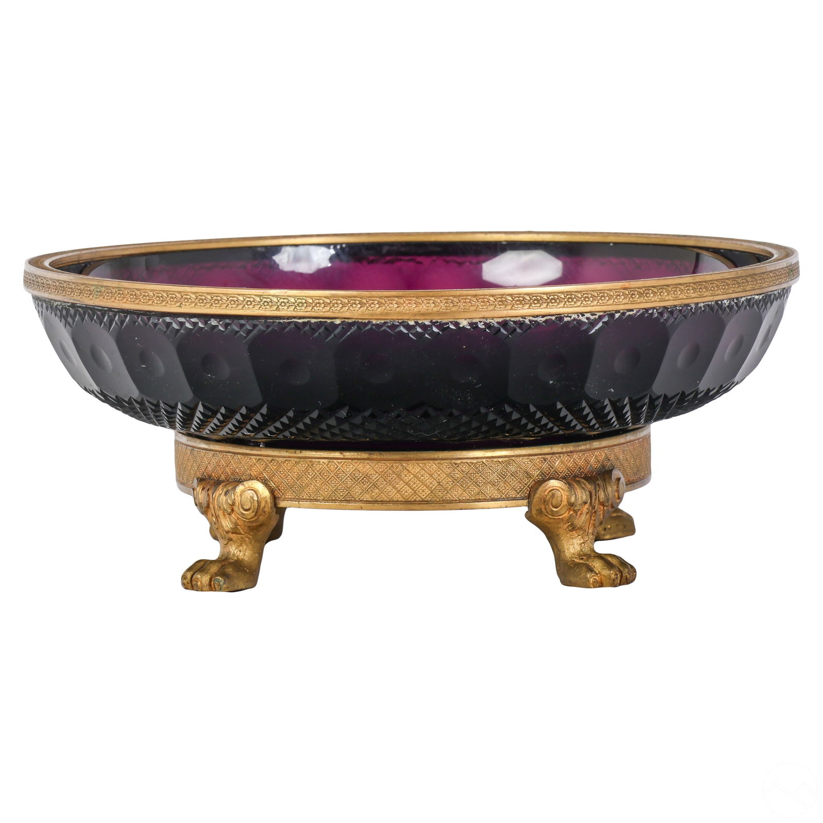 Baccarat Style Amethyst Glass & Ormolu Bronze Bowl (1 of 6)