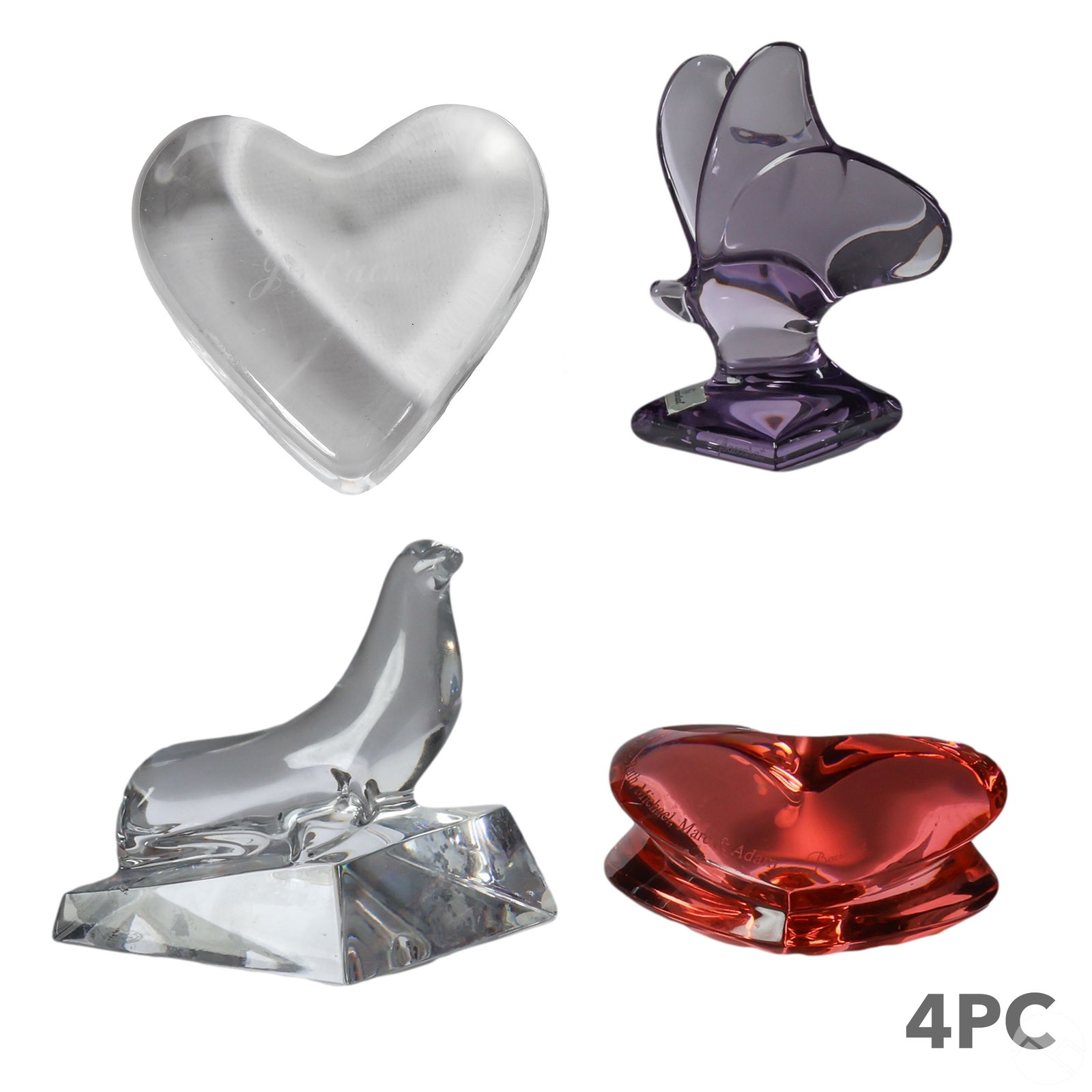 Baccarat French Crystal Heart & Animal Figures LOT (1 of 12)