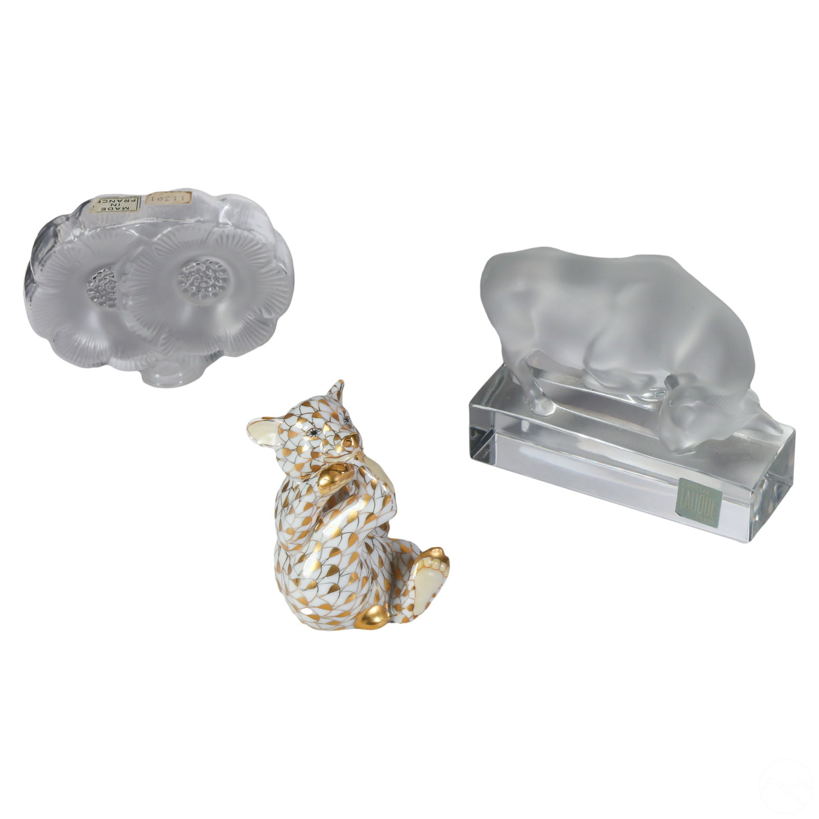 Lalique Crystal & Herend Porcelain Group 3pc. LOT (1 of 9)