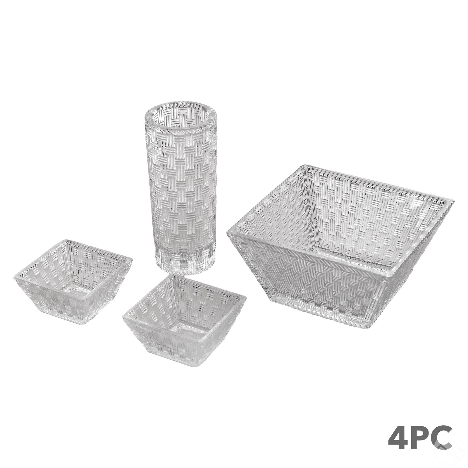 Tiffany & Co Crystal Bamboo Baskets & Vase 4pc LOT (1 of 8)