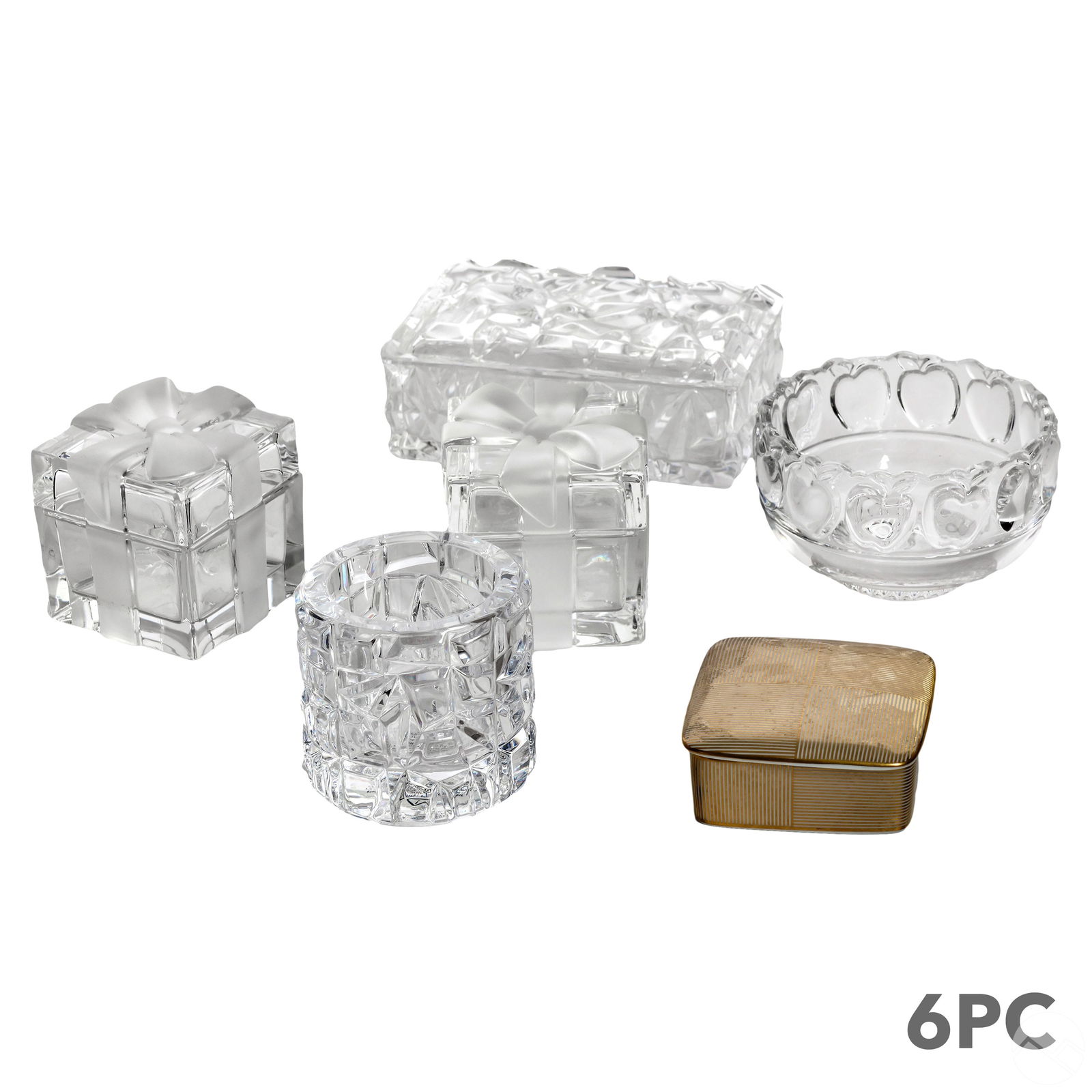 Tiffany Crystal & Porcelain Boxes & Bowls 6pc. LOT (1 of 10)