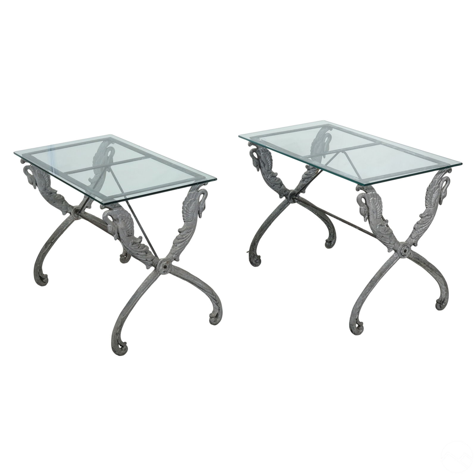 Pair of Cast Metal Rectangle Swan Side Table Bases (1 of 5)