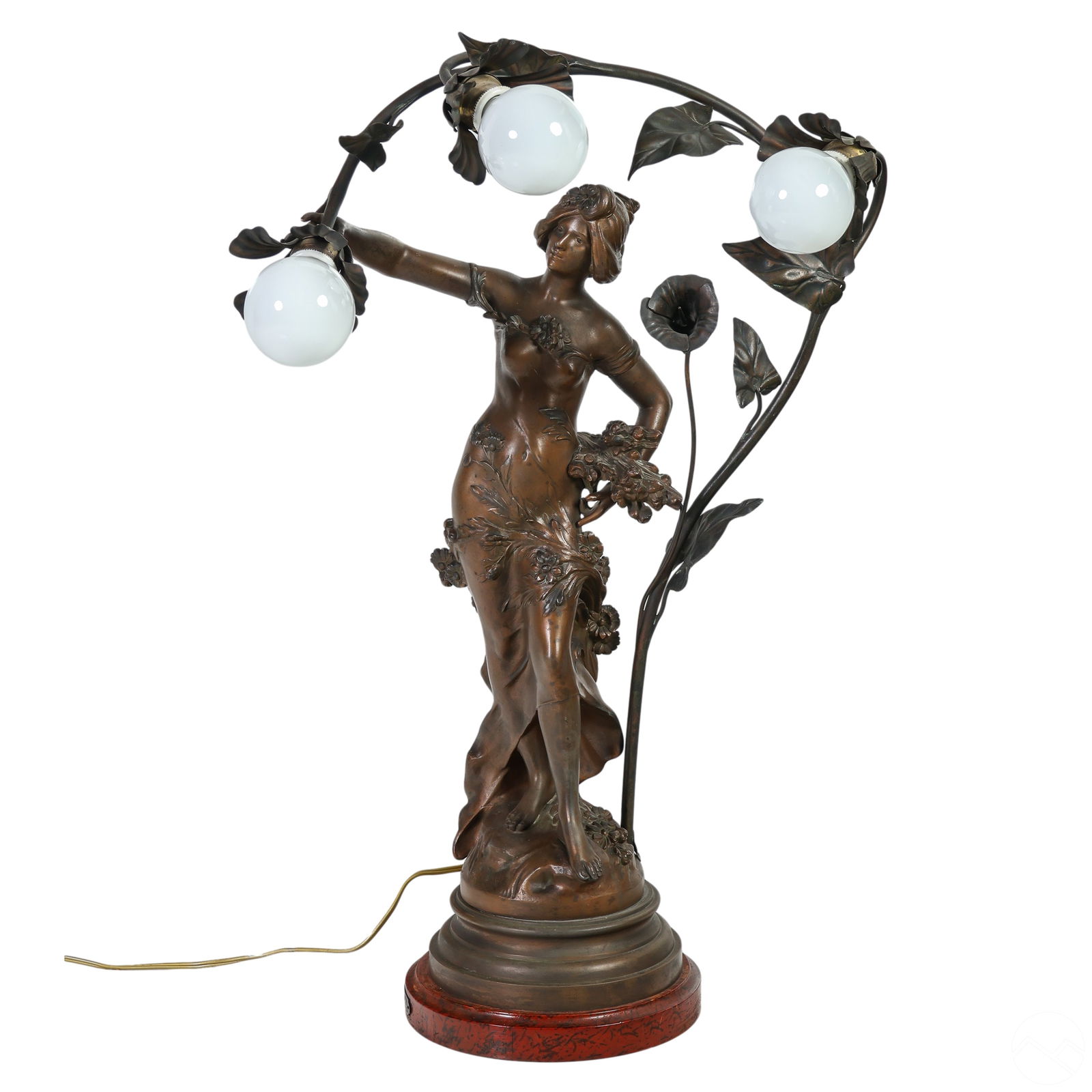 French Bronzed Metal Figural Lamp after A. Moreau (1 of 10)