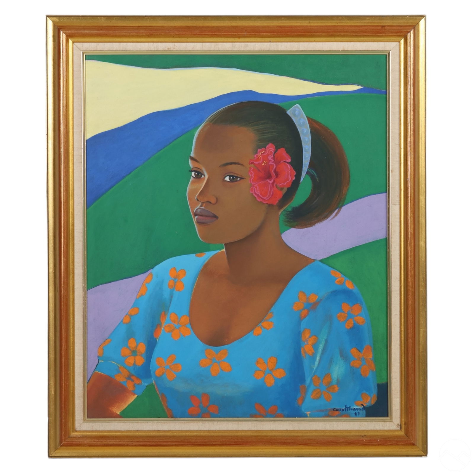 Carol Theard 1946-1994 Haitian Portrait Painting (1 of 7)