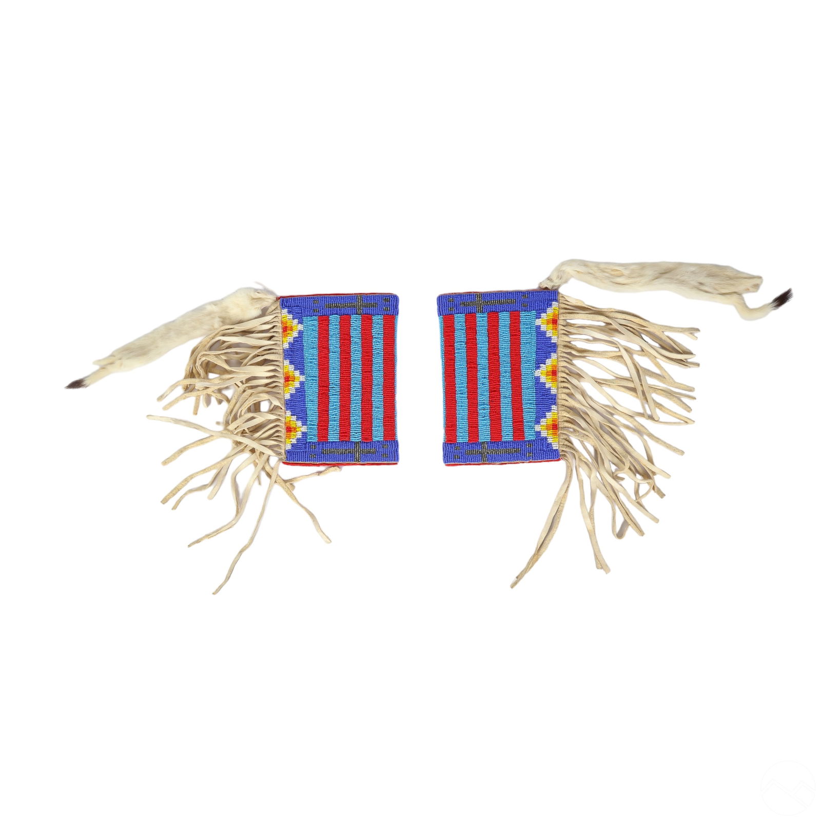 Native American Leather Fur & Beaded Armbands LOT (1 of 5)