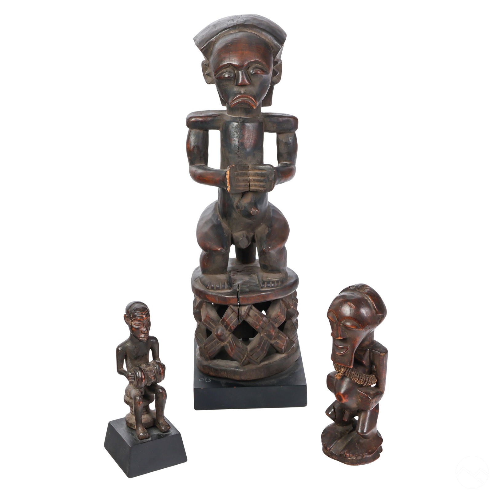 African Primitive Tribal Artisan Wood Statues LOT (1 of 8)