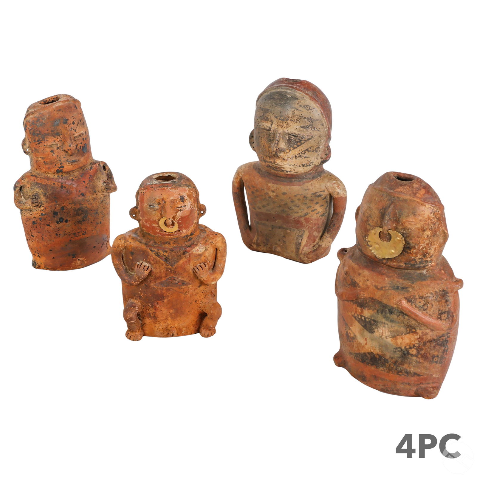 Pre Columbian Style Art Pottery Figurines 4pc. LOT (1 of 6)