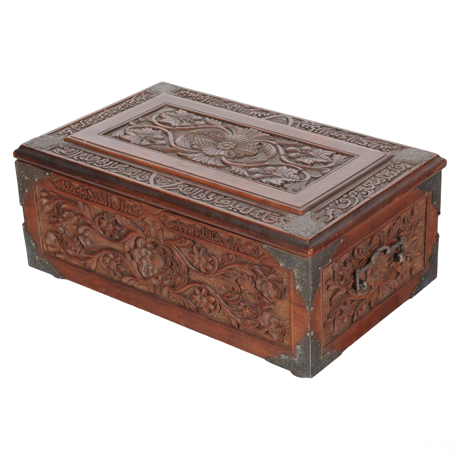 Indo Persian Artisan Carved Wooden Dowry Chest Box (1 of 9)