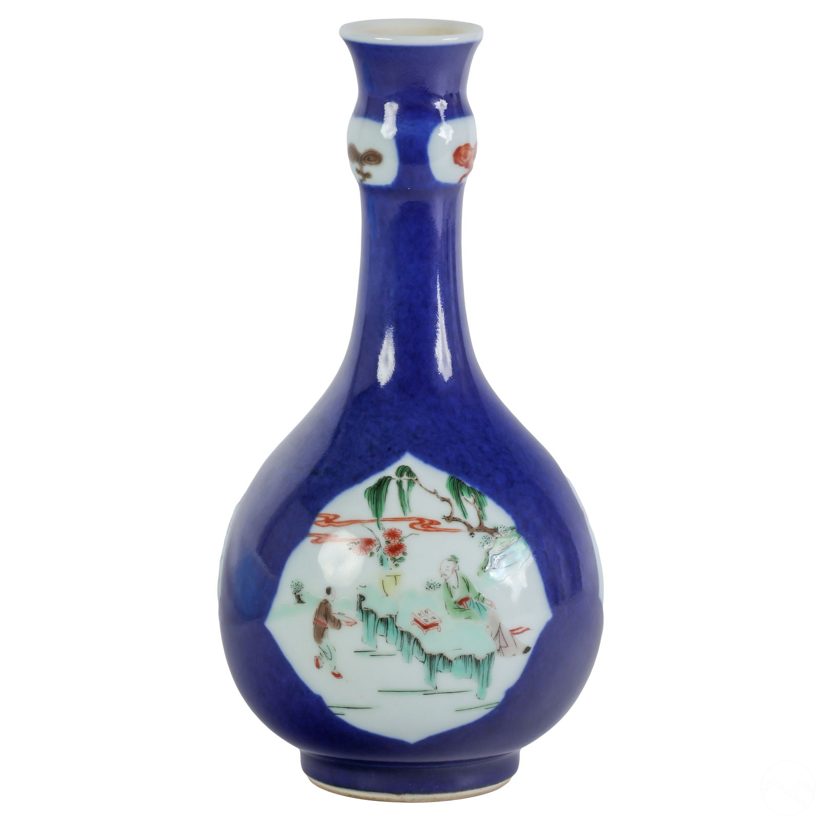 Chinese Famille Verte Porcelain Bottle Vase SIGNED (1 of 9)