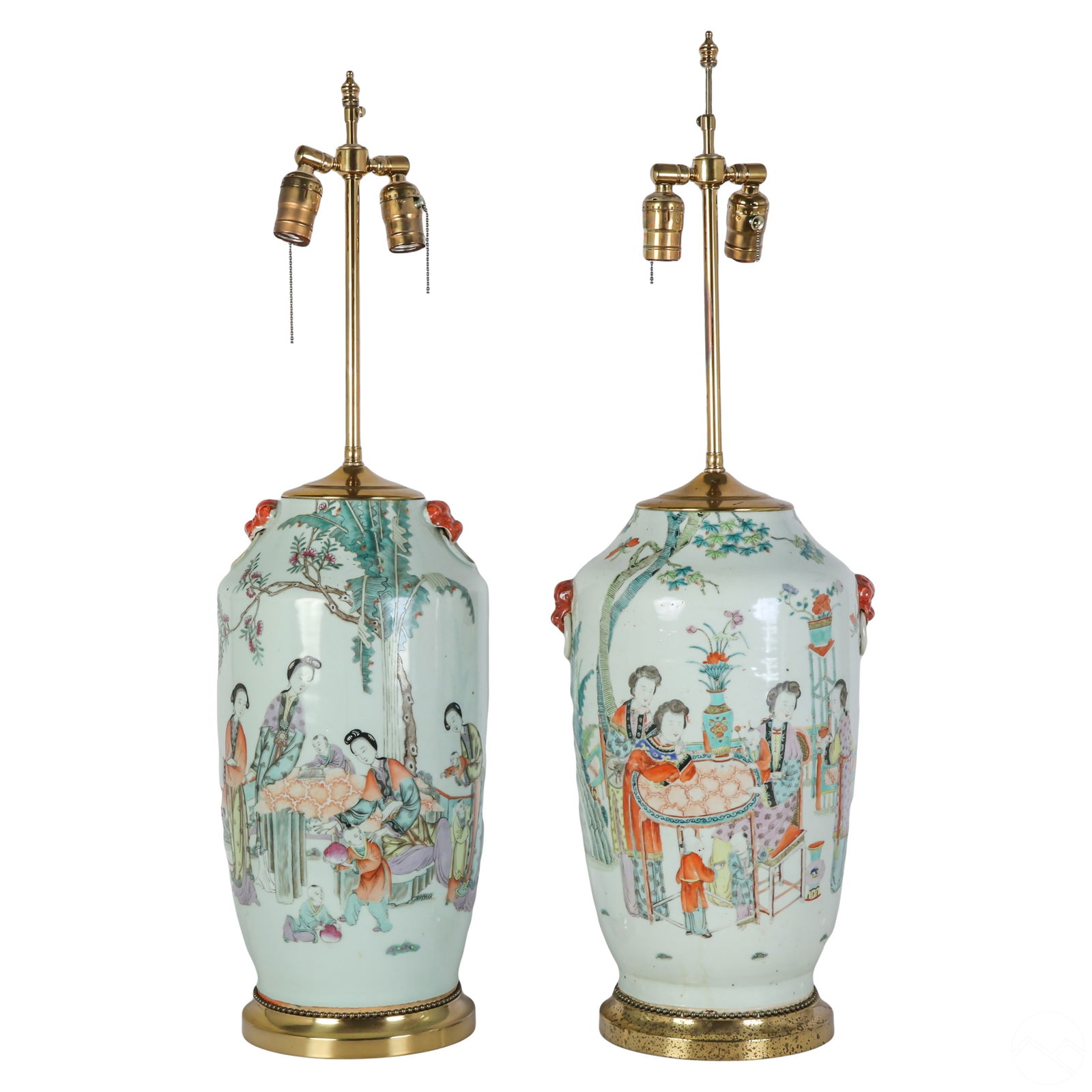 Chinese Pair of Celadon Porcelain Vase Table Lamps (1 of 12)
