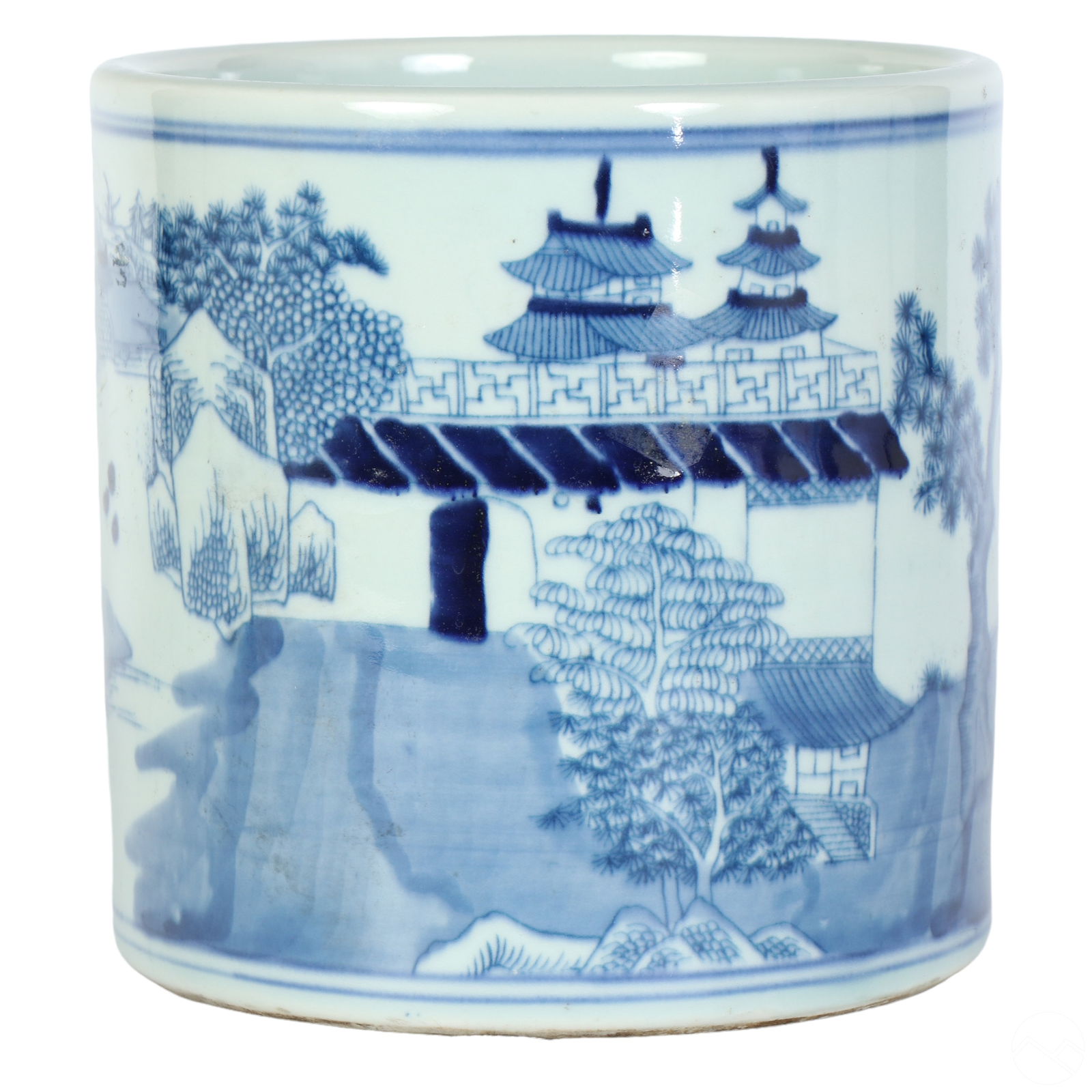 Chinese Blue and White Porcelain Landscape Vessel (1 of 4)