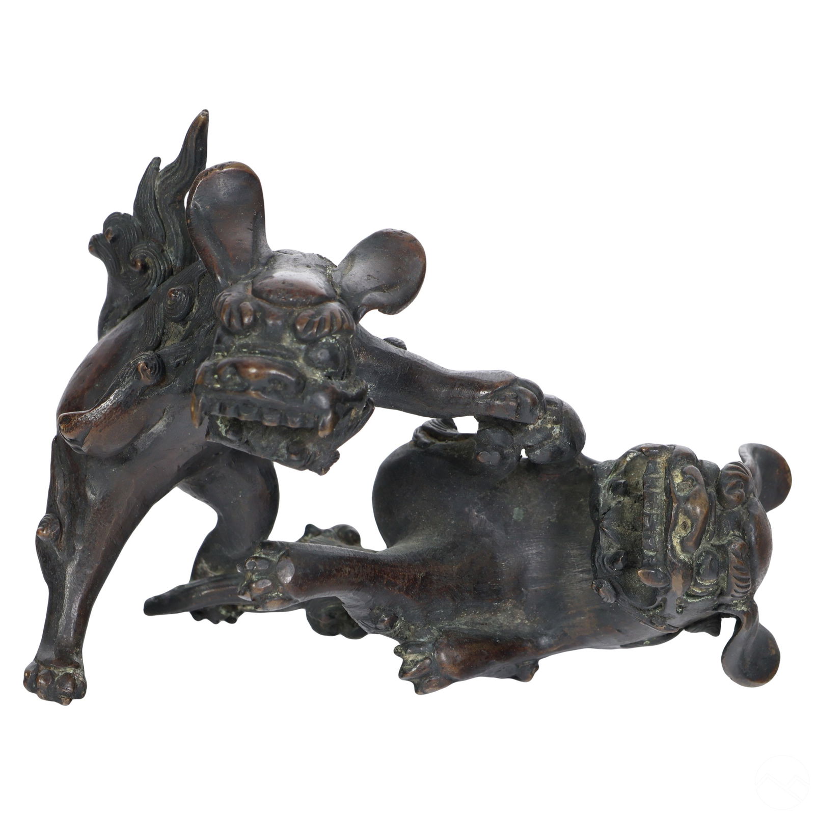 Japanese Bronze Fighting Foo Dogs Statue & Receipt (1 of 5)