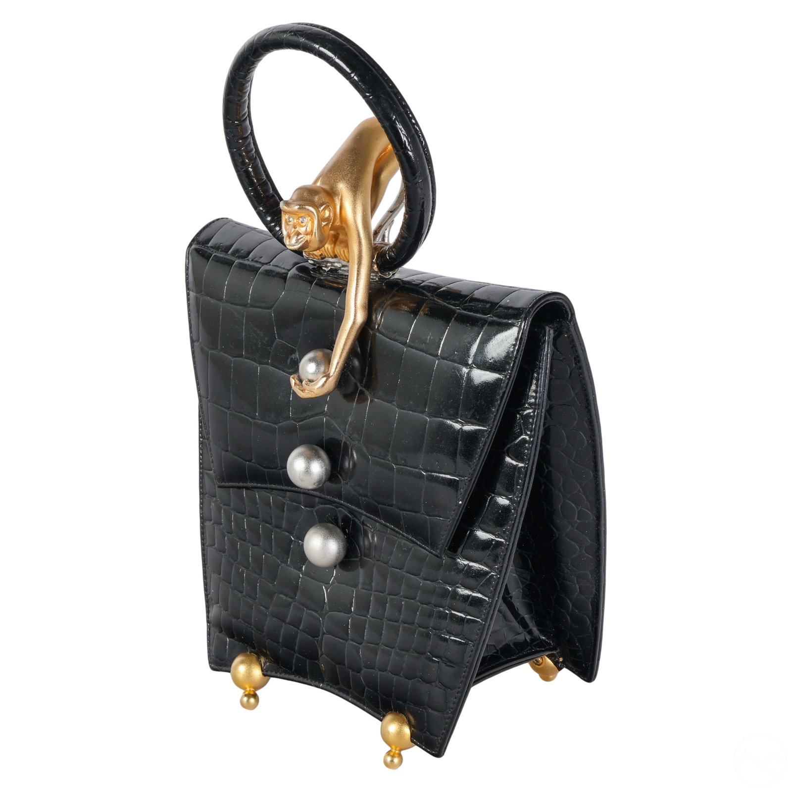 Lee Wolfe Designer Black Alligator Leather Handbag (1 of 8)