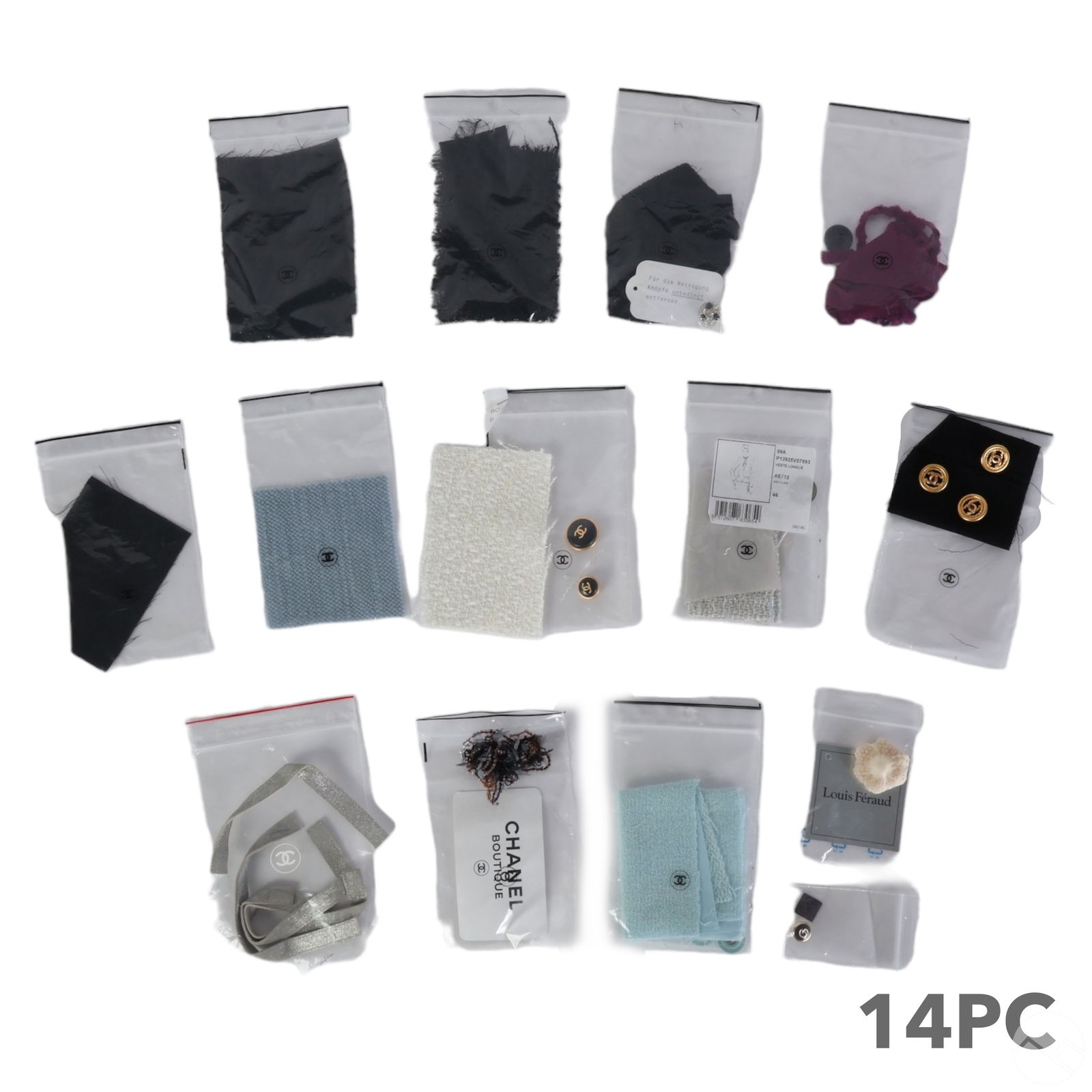 Chanel & Louis Feraud Fabric & Button Samples LOT (1 of 4)