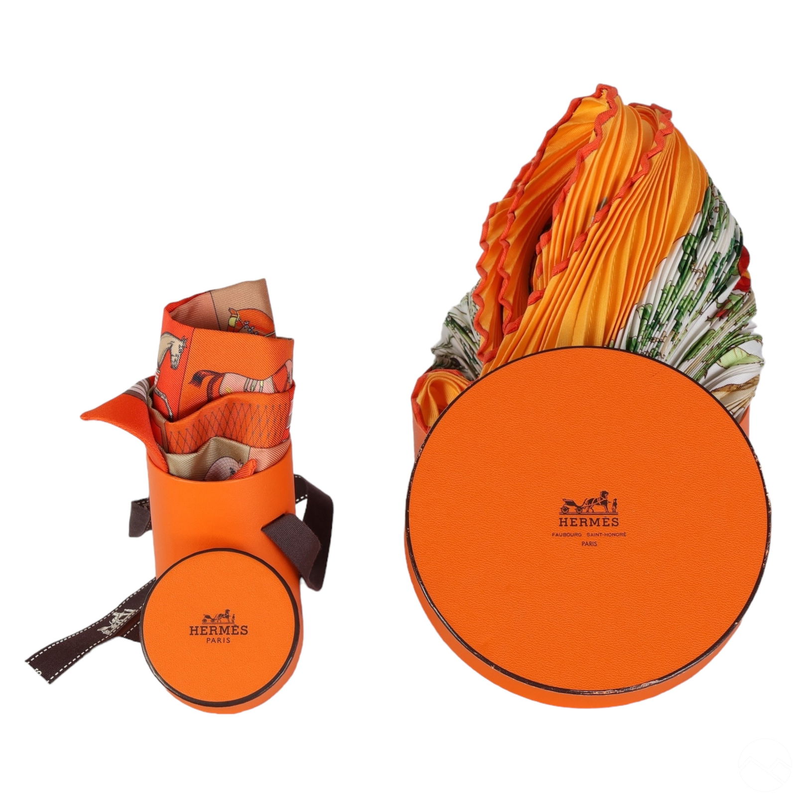 Hermes Paris Designer Pleated & Twilly Scarves LOT (1 of 8)