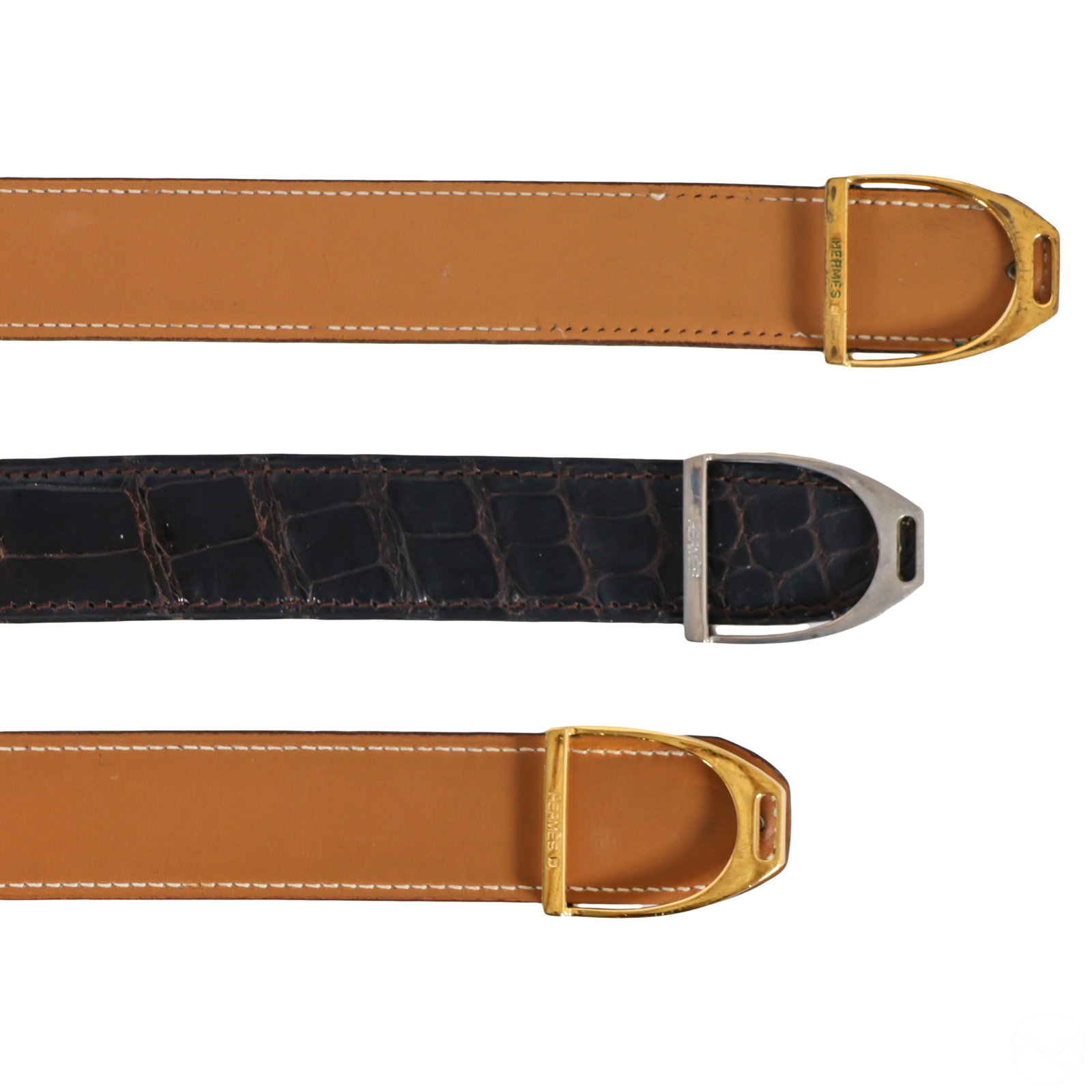 Hermes Paris French Designer Leather Belts 3pc LOT (1 of 6)