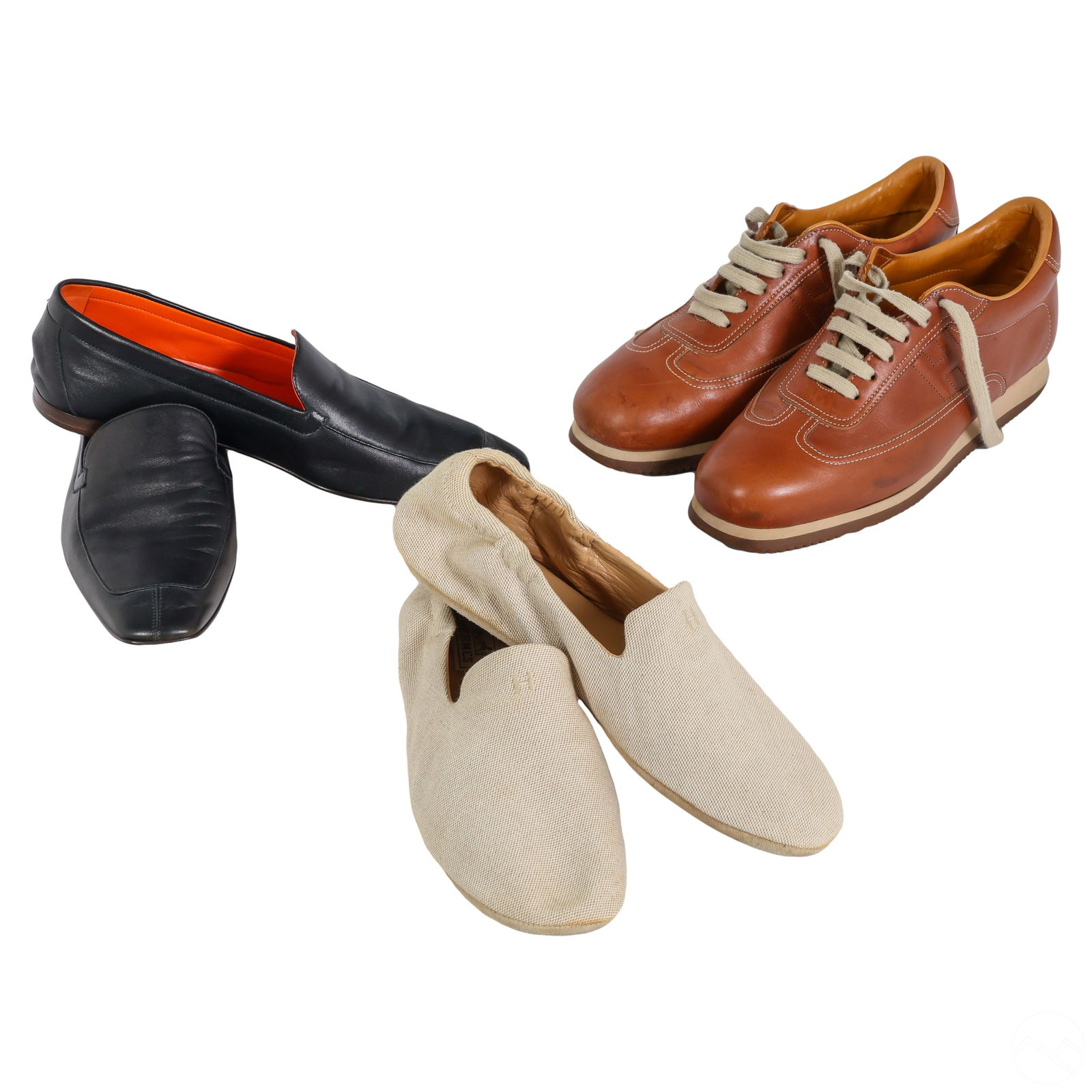 Hermes Paris Designer Mens Leather Shoes 3pc. LOT (1 of 12)