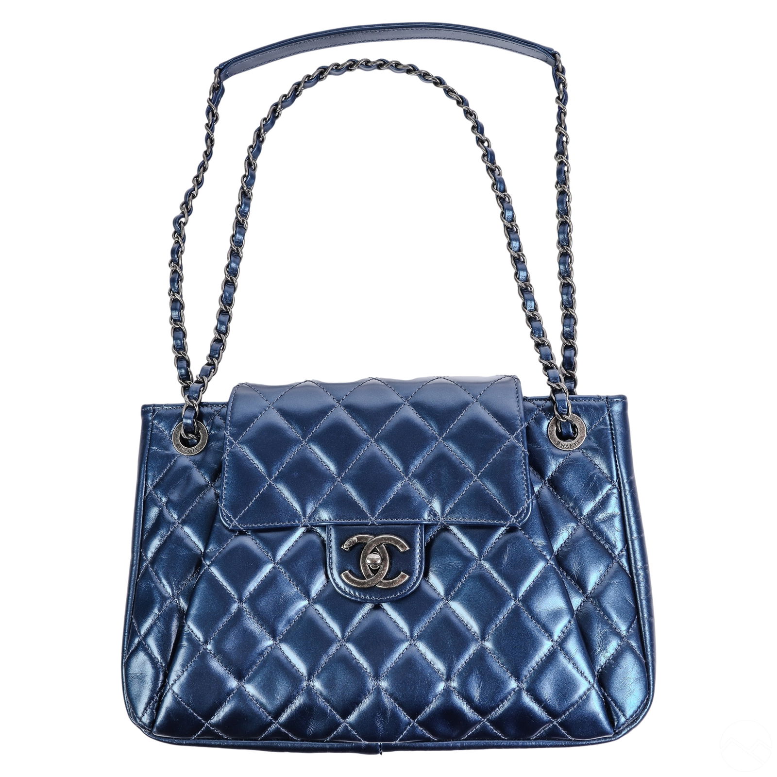 Chanel Italian Blue Quilted Leather Accordion Bag (1 of 14)