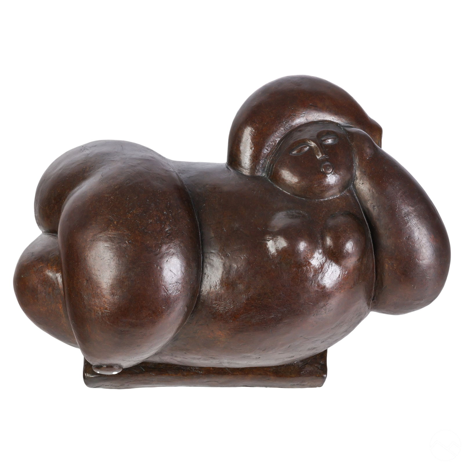 Eng Tay b.1947 Bronze Reclining Nude Art Sculpture: Eng Tay (Malaysian, born 1947). A signed and numbered limited edition bronze statue. A patinated figural work titled "Bliss". Features an abstract nude female figure, modeled in a Boterismo style with