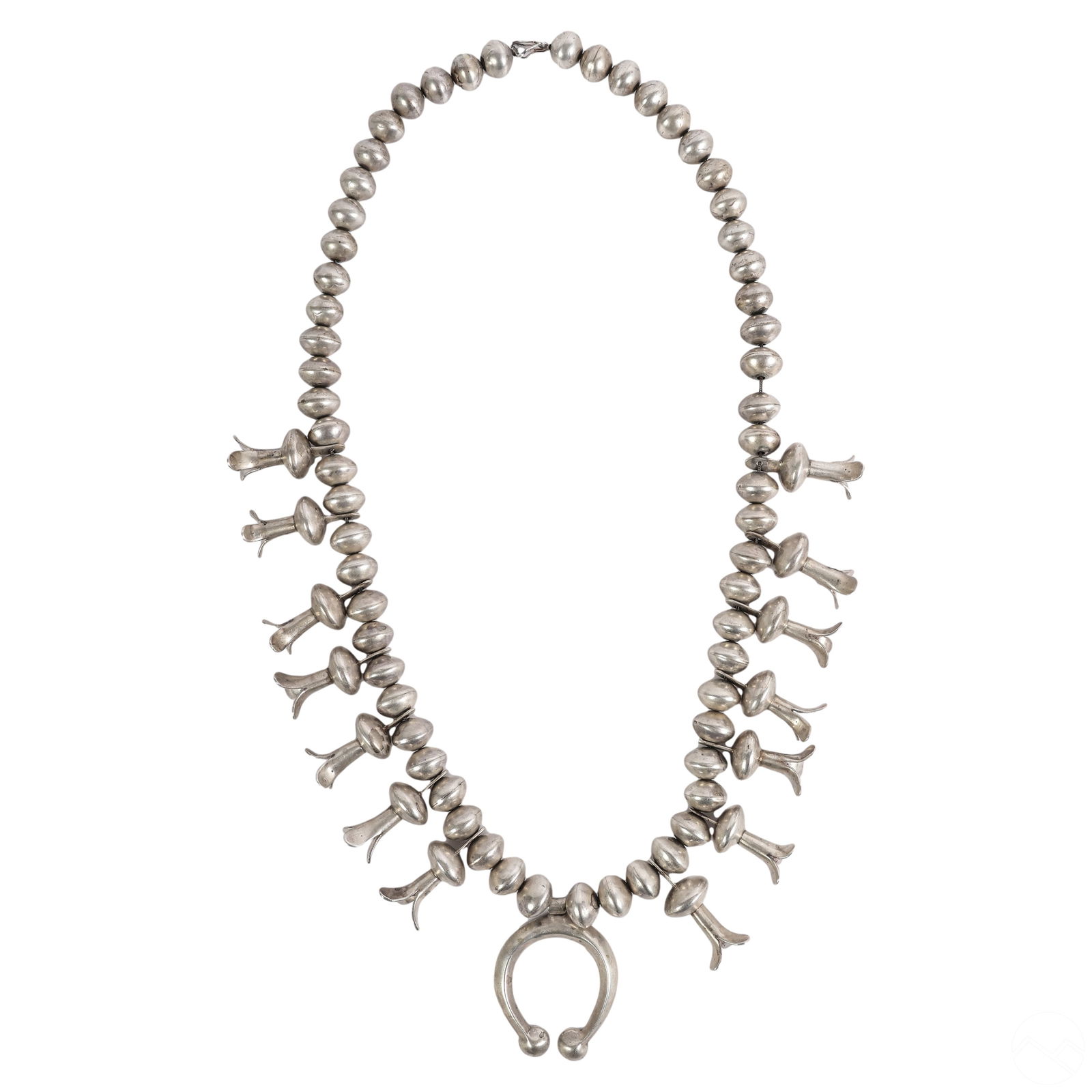 Old Native American Silver Squash Blossom Necklace (1 of 5)