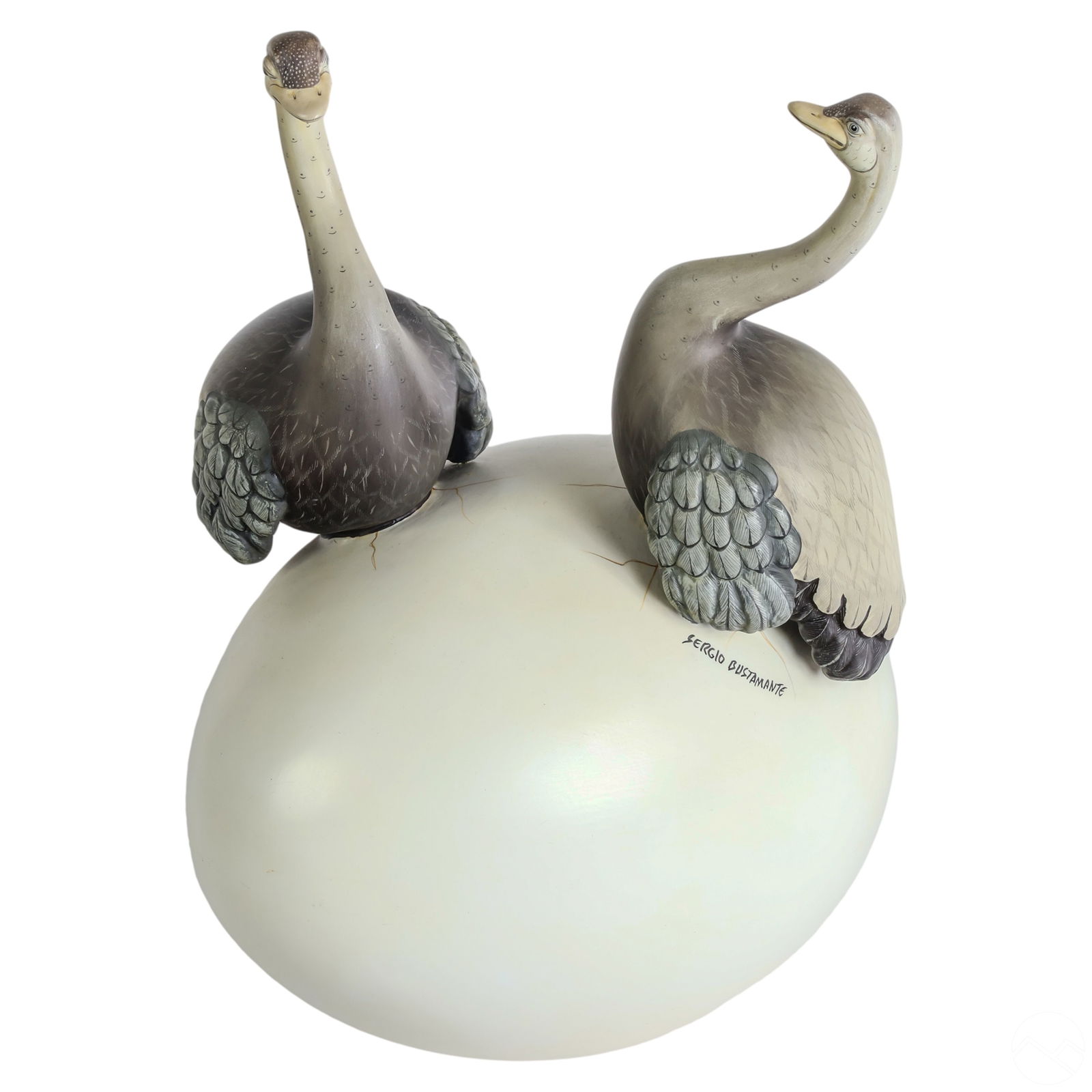 Sergio Bustamante b.1942 Baby Ostrich & Egg Statue (1 of 7)