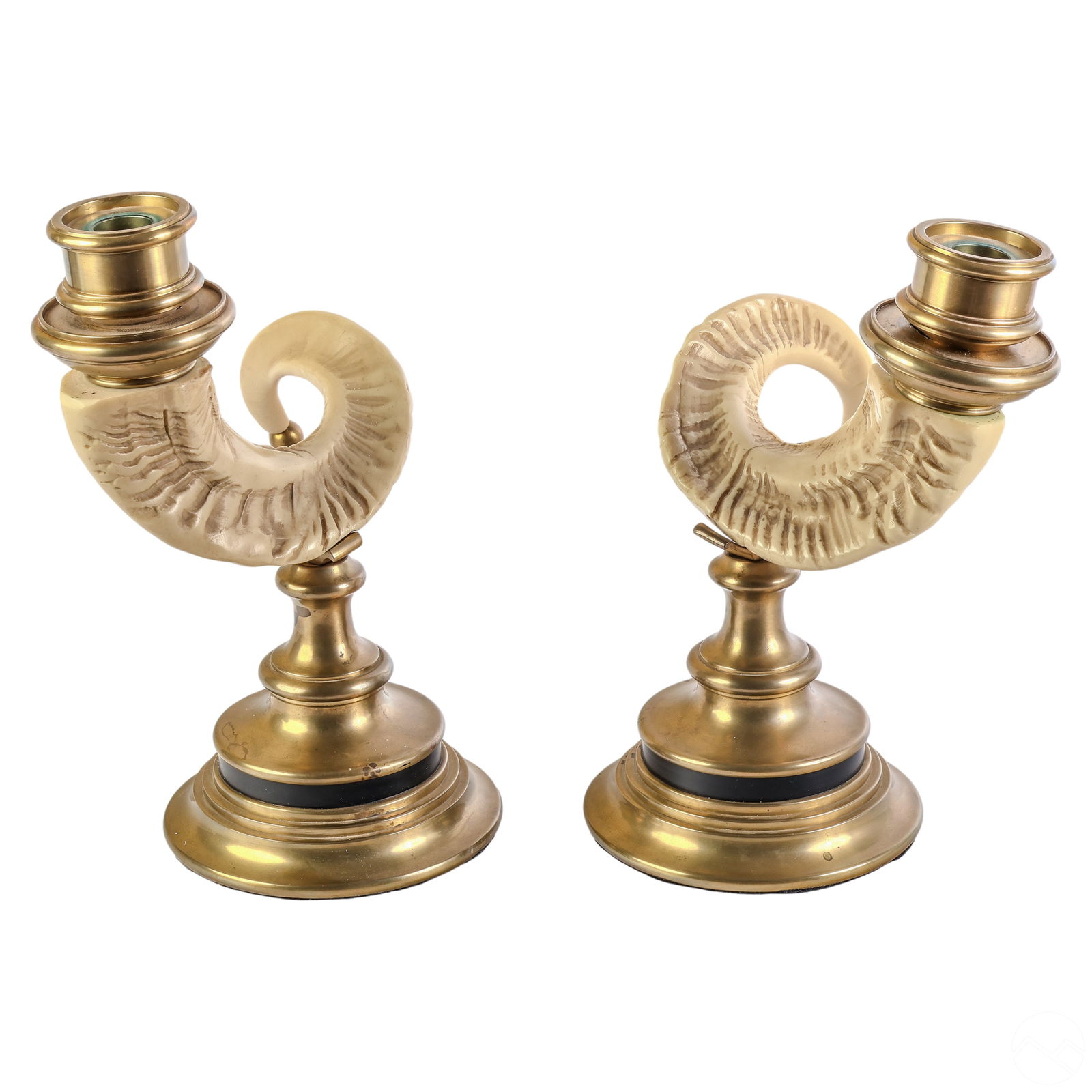 Chapman Brass 1975 Rams Horn Pair of Candleholders (1 of 8)