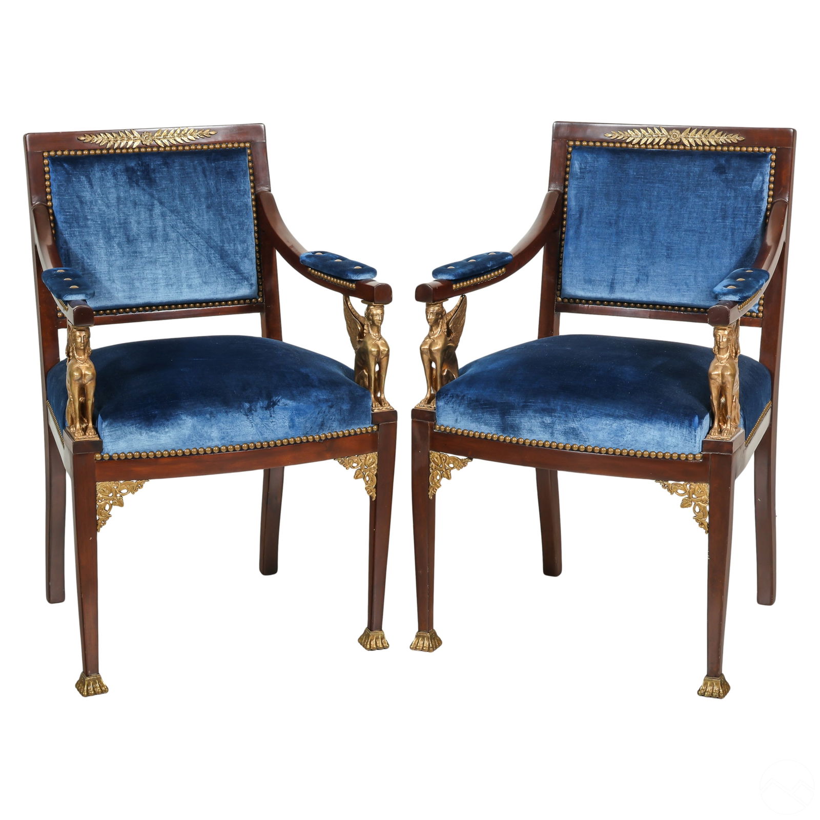 French Empire Revival Pair Fauteuil Sphinx Chairs (1 of 8)