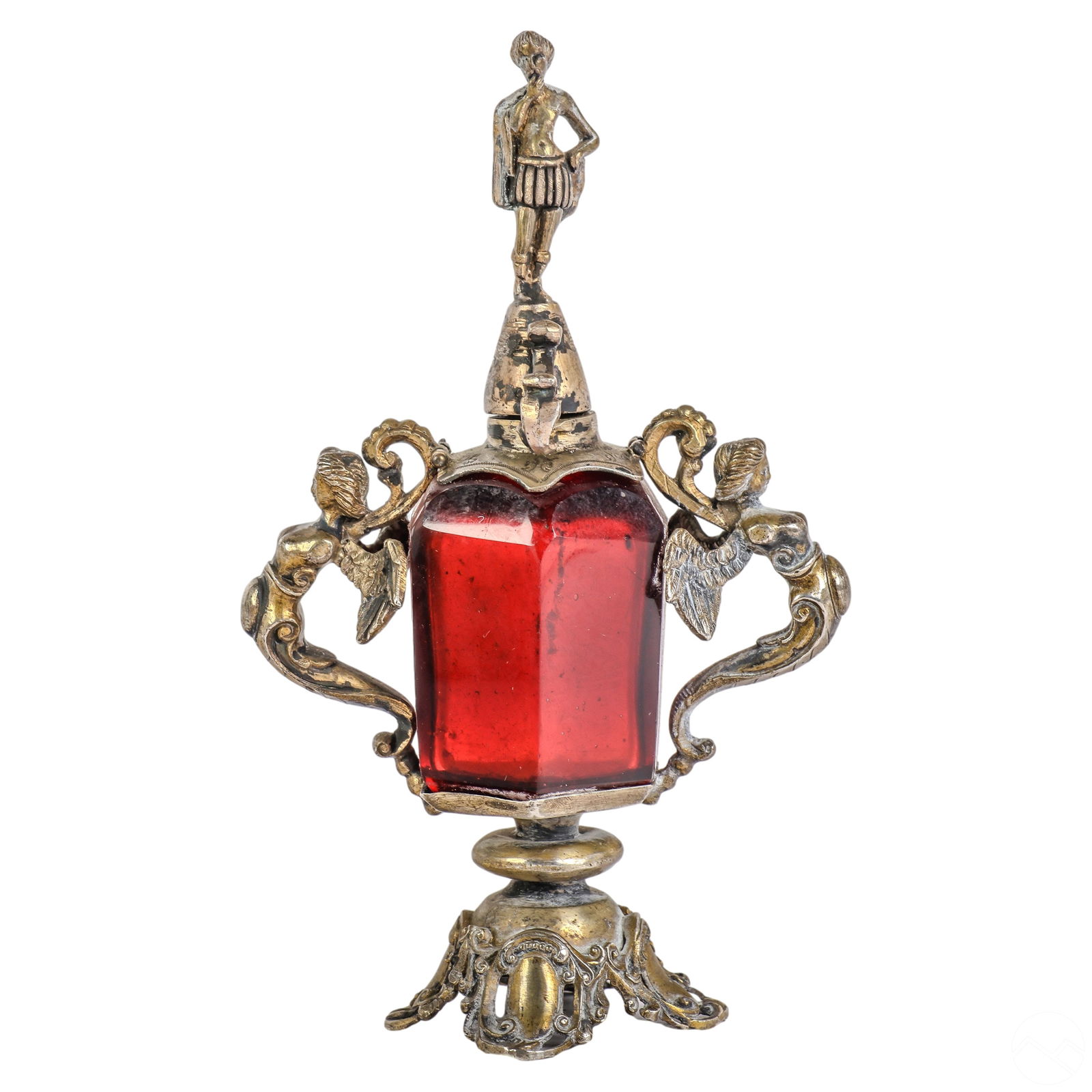 19C. Crystal & Silver Scent Bottle w/ Sotheby's Tag (1 of 9)