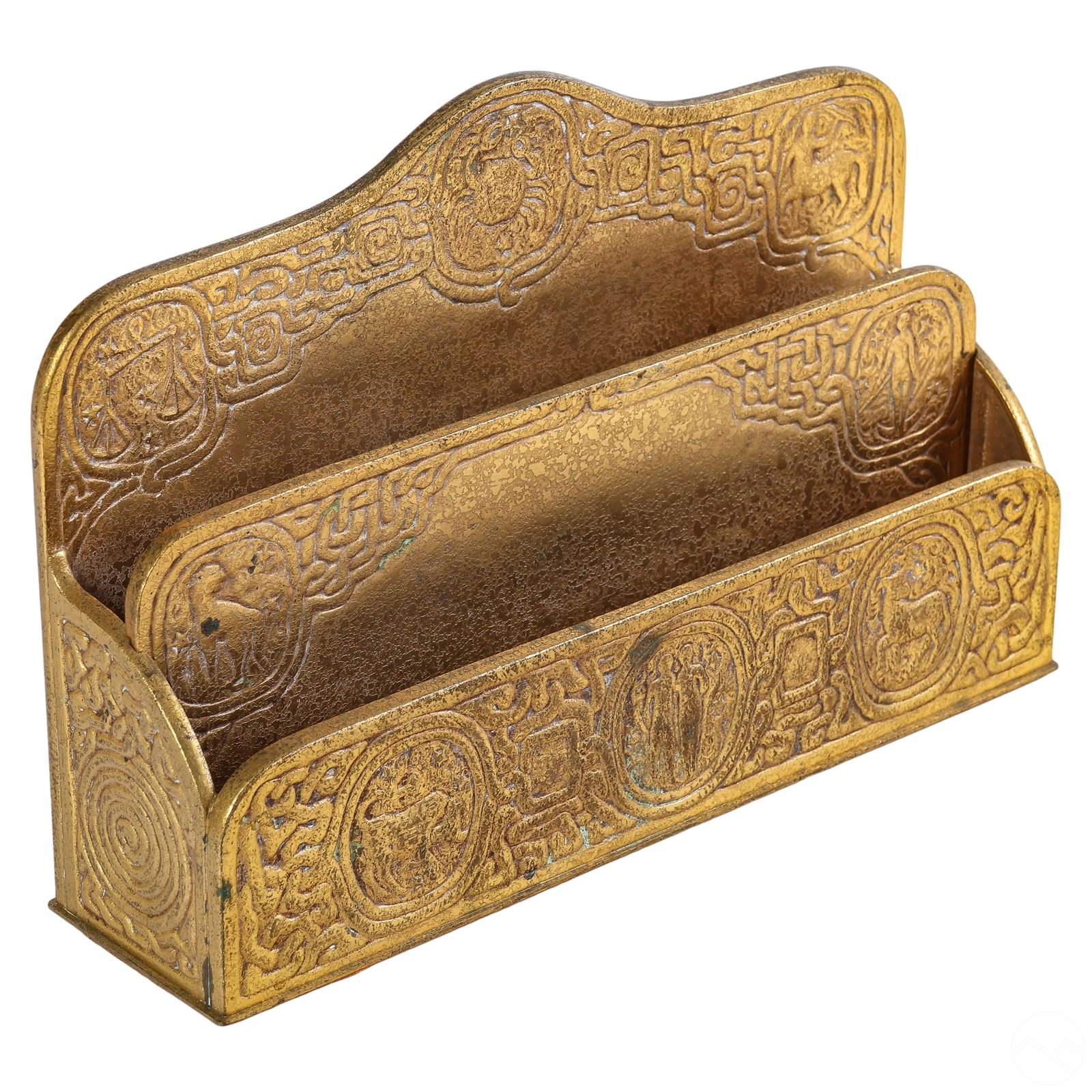 Tiffany Studios Zodiac Bronze Dore Letter Rack (1 of 7)