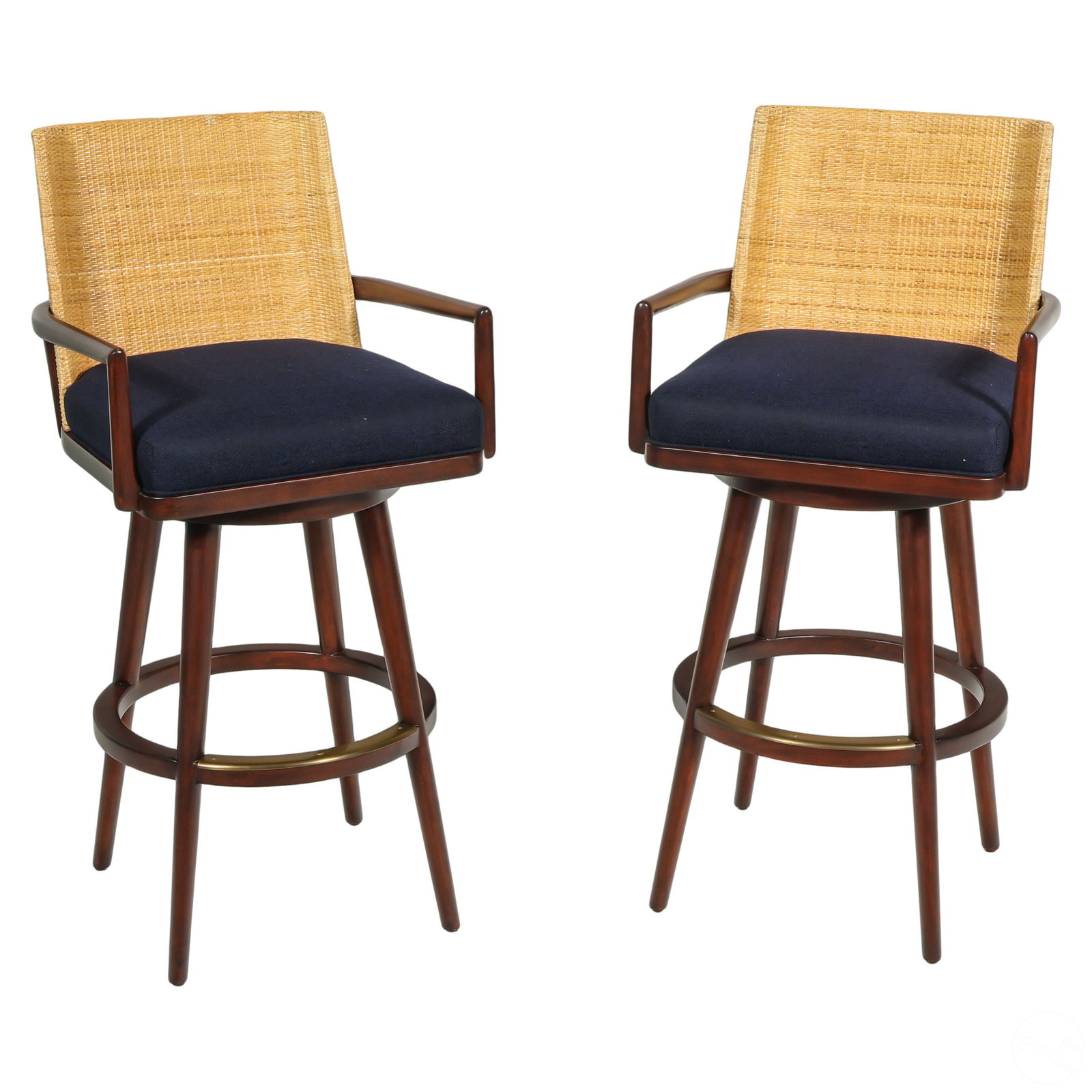 Palecek Pair of Designer Modern Swivel Bar Stools (1 of 10)