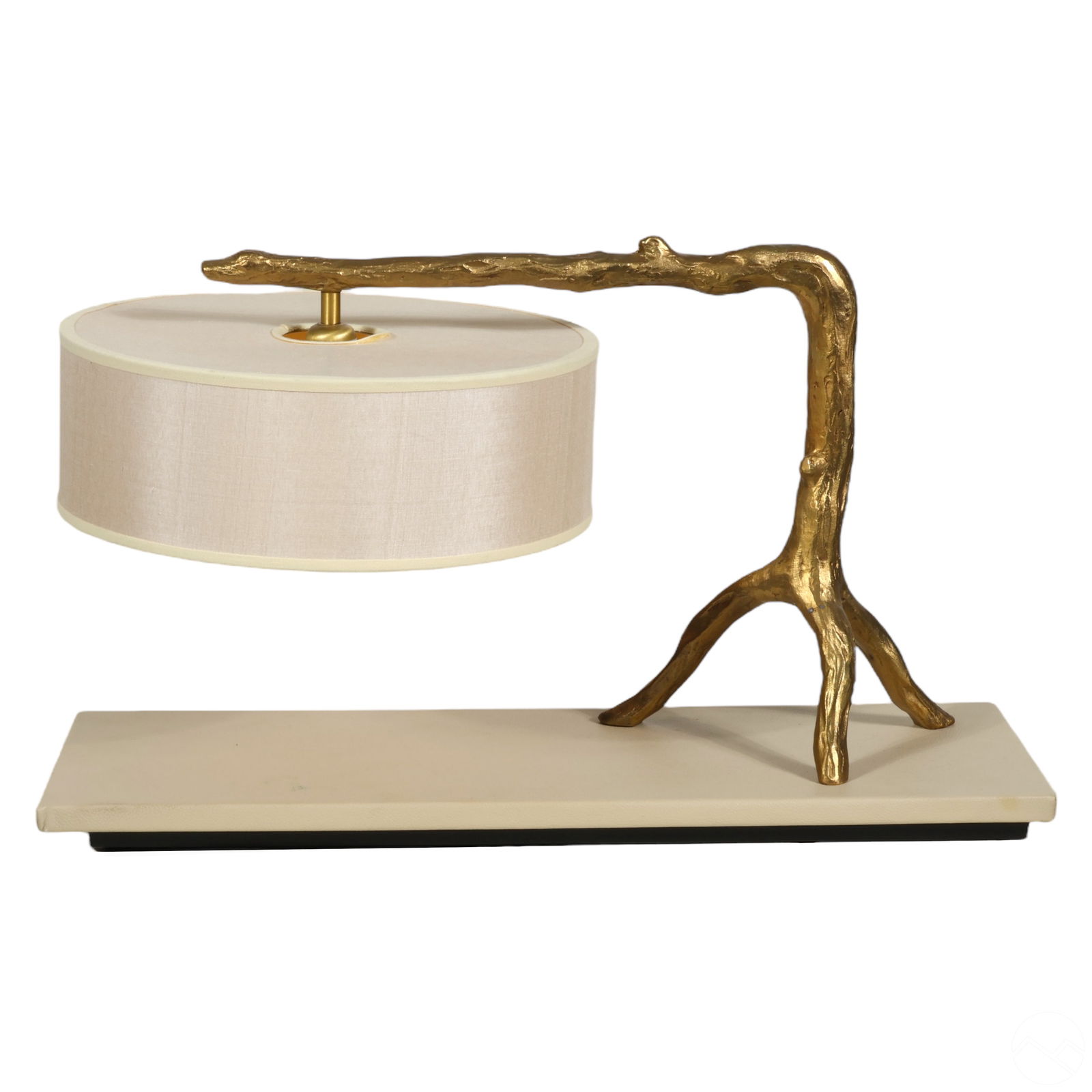 Baker Furniture White Leather & Bronze Kim Lantern (1 of 8)