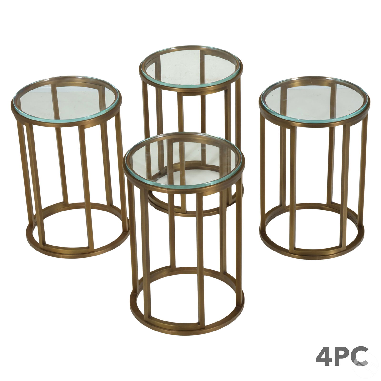Baker Italy Brass Barrel Side Accent tables 4c SET (1 of 4)