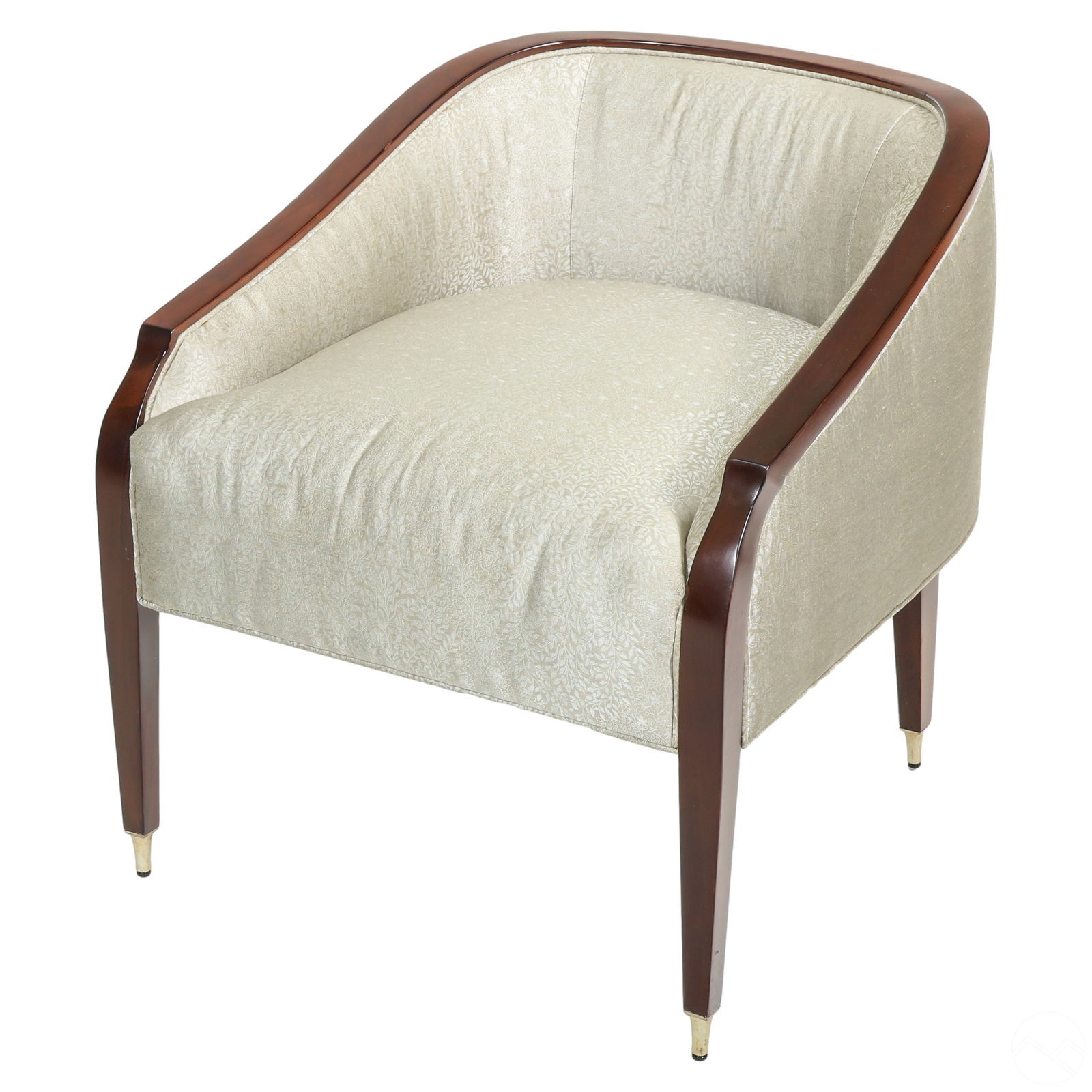 Baker Deco Style Wood & Satin Tub Accent Arm Chair (1 of 8)