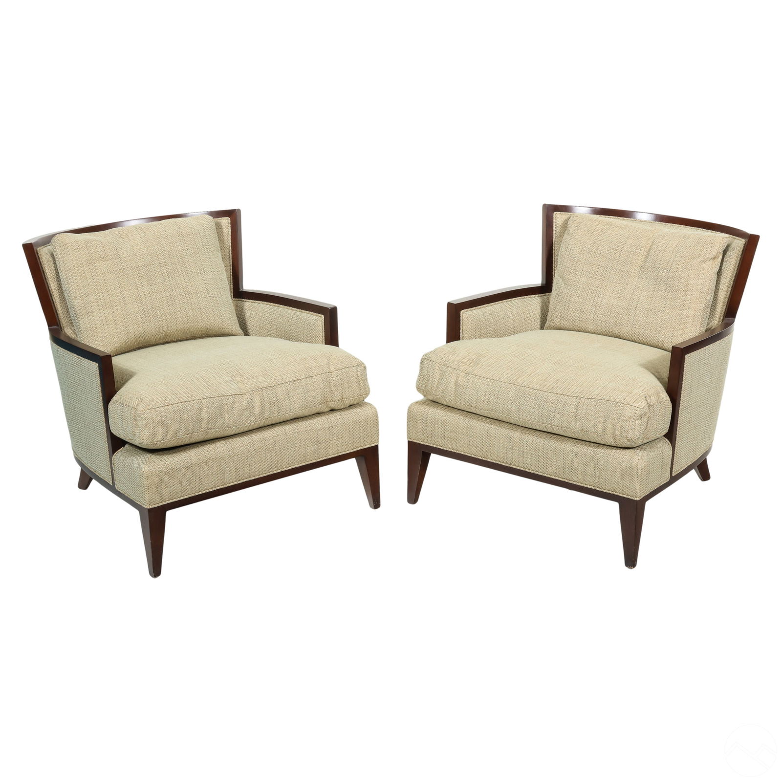 Baker Pair California Upholstered Lounge Armchairs (1 of 5)