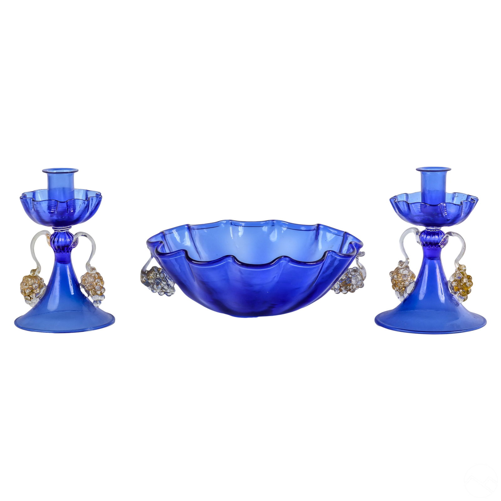 Murano Glass Cobalt Centerpiece & Candlestick SET (1 of 8)