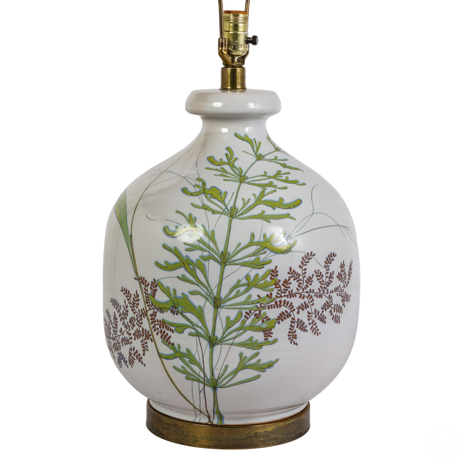 Italian Glazed Terracotta Painted Botanical Lamp (1 of 8)