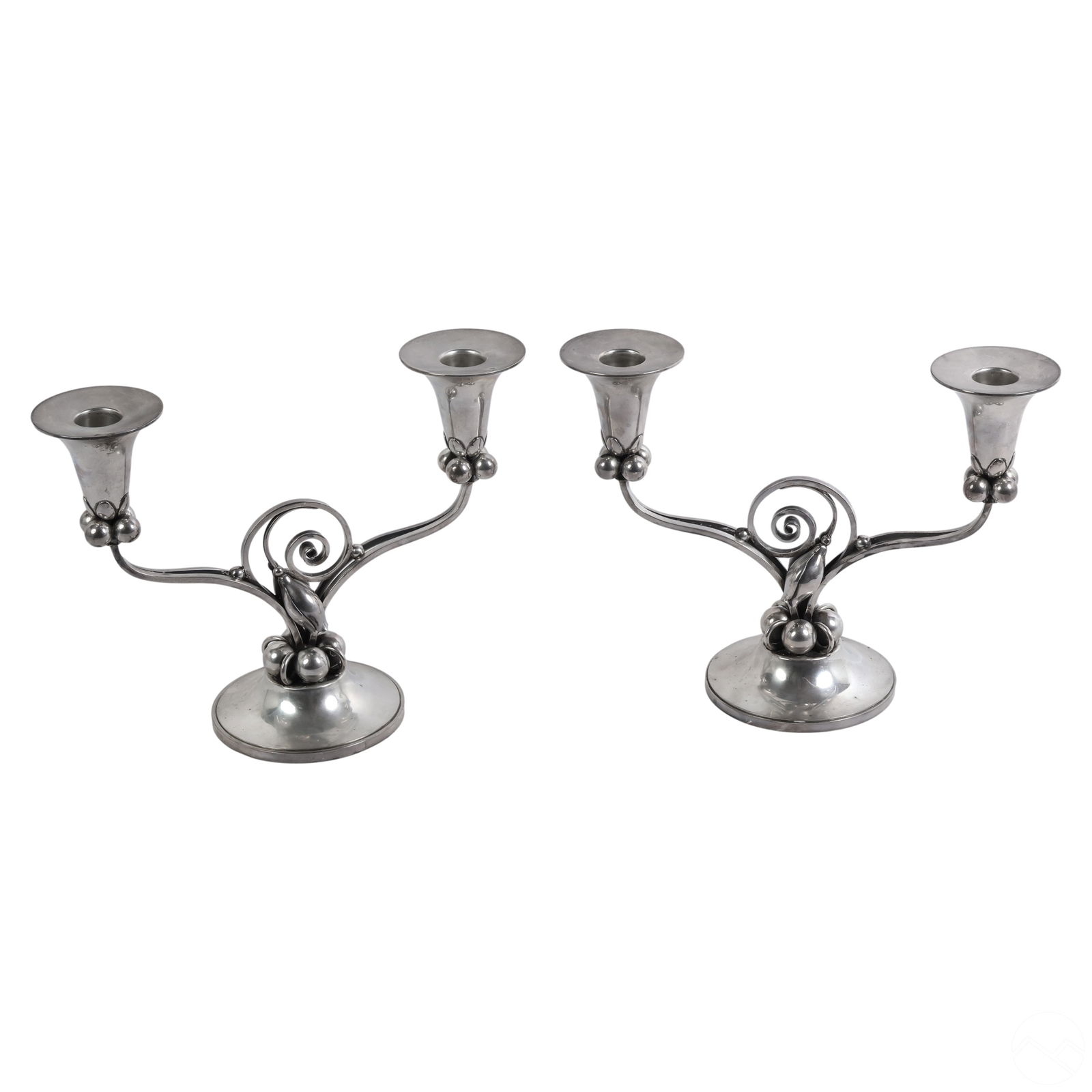 Silver Pair La Paglia Floral Candlesticks 1,125g (1 of 6)