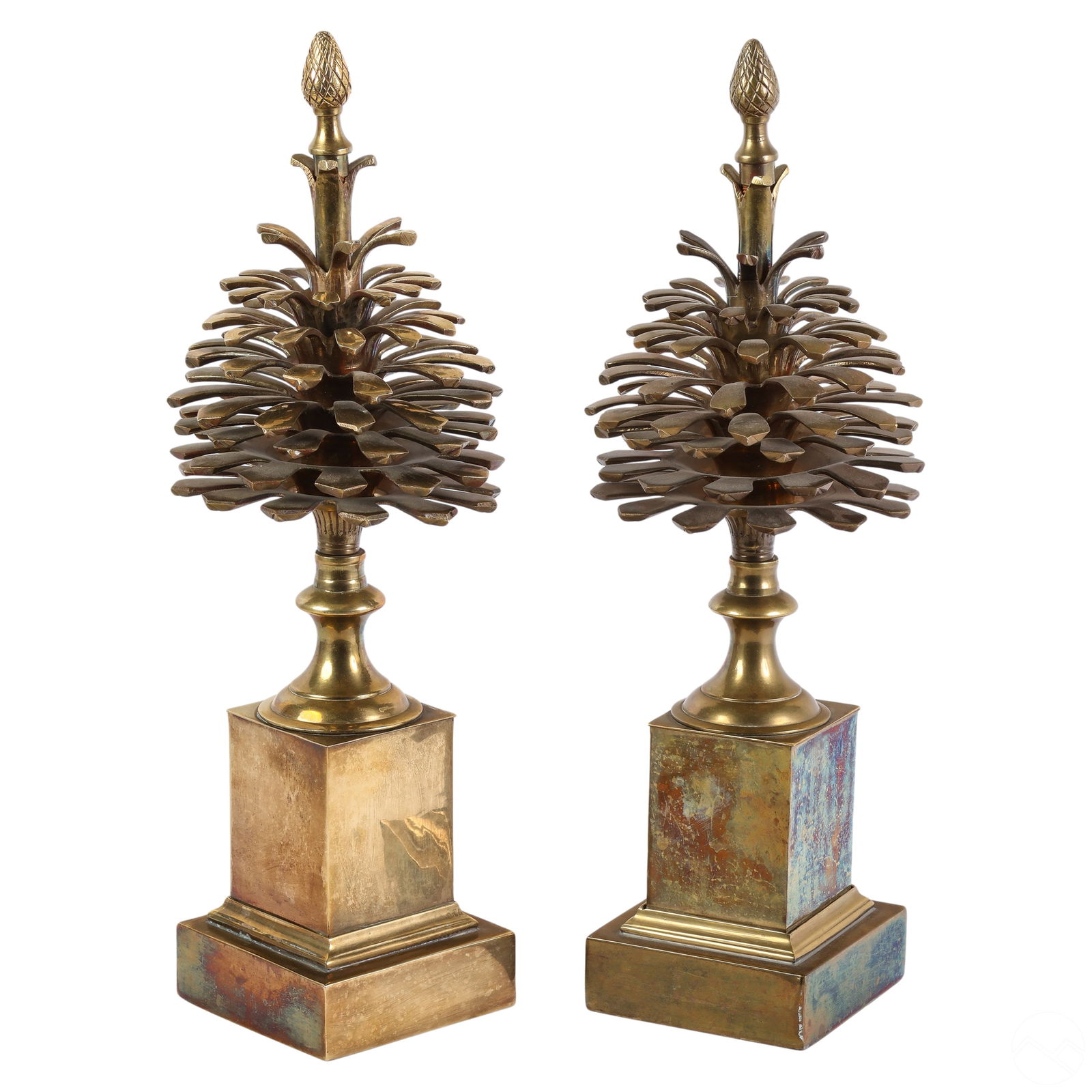 Mottahedeh Pair Pinecone Vintage Brass Garnitures (1 of 6)
