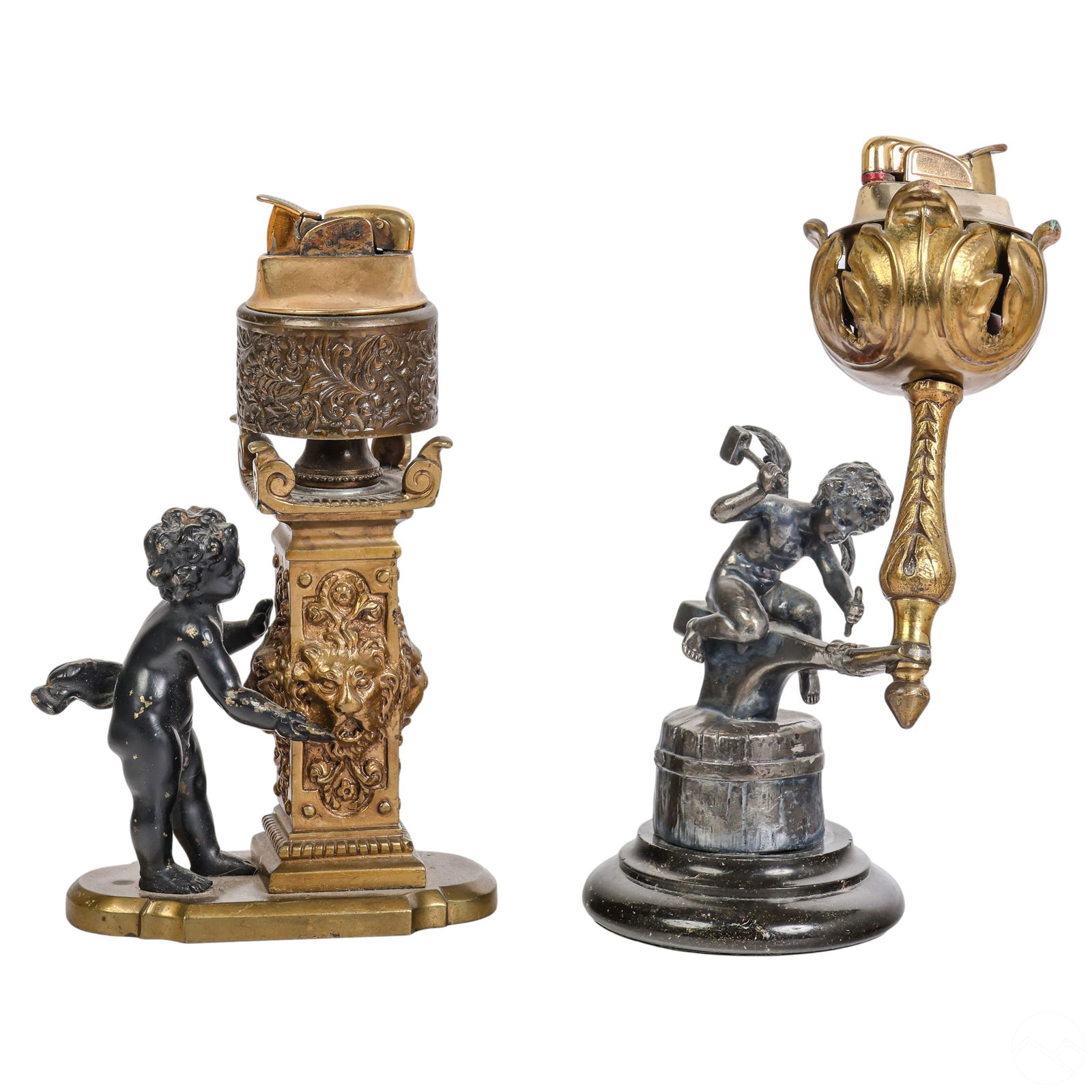 Old Figural Putti Tabletop Lighters 2pc ESTATE LOT (1 of 9)