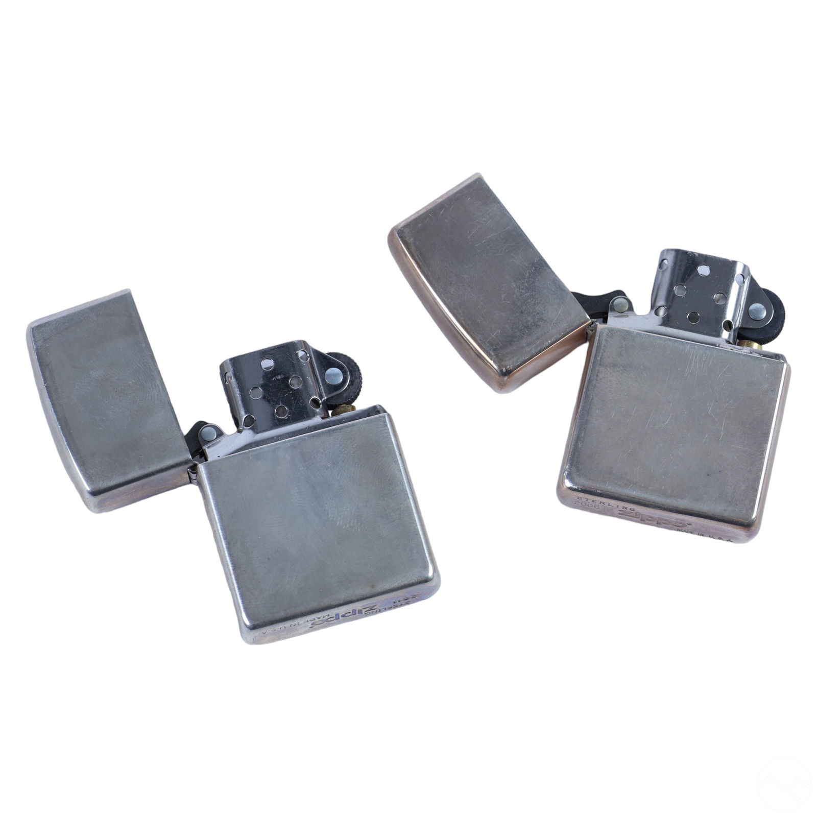 Zippo Sterling Silver Vintage Tobacco Lighters 2pc (1 of 4)