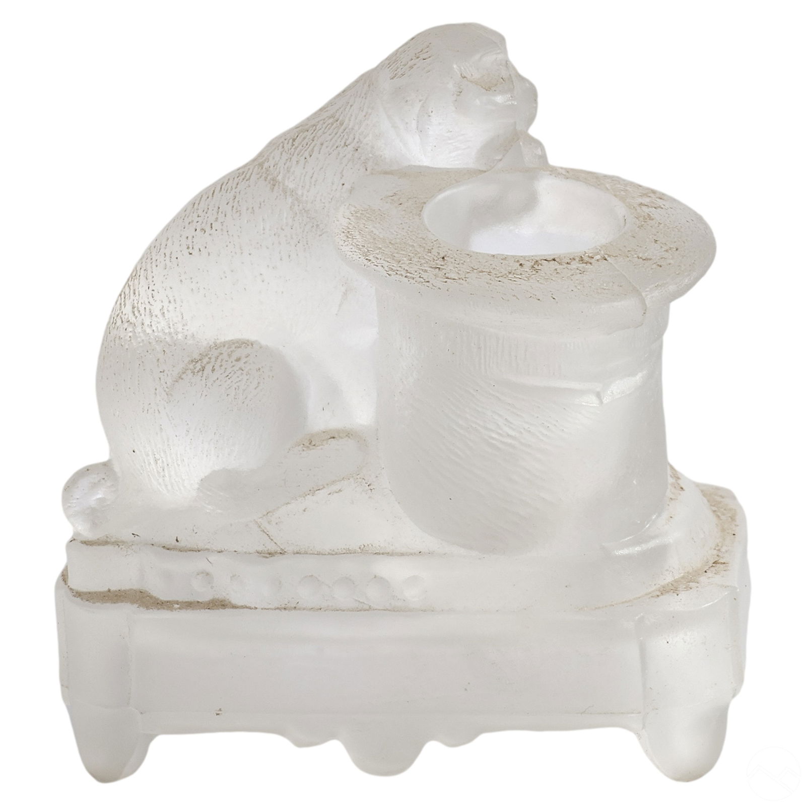 Antique Victorian Frosted Glass Dog Match Holder (1 of 5)