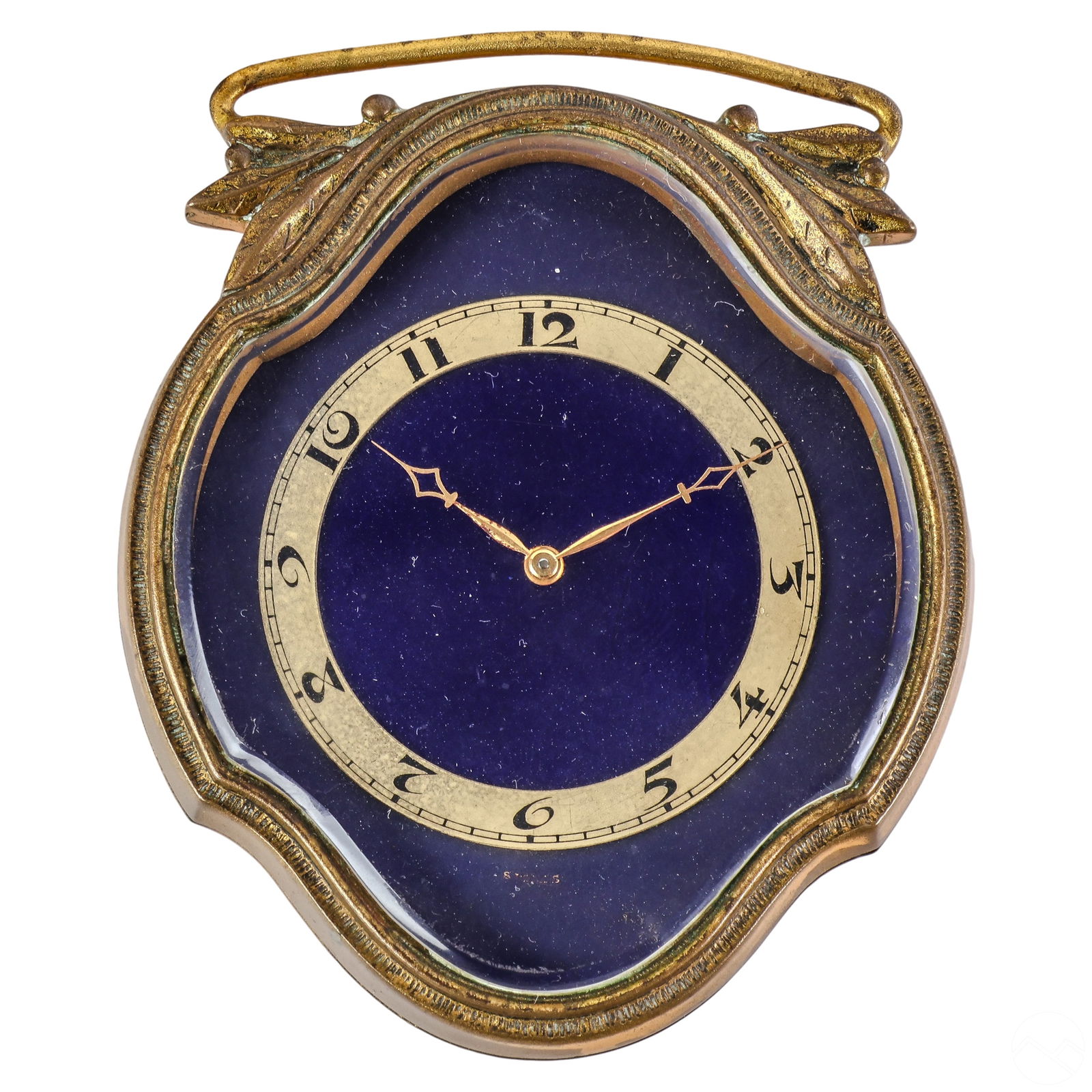 Chevron Eight Day Enameled Gold Wash Metal Clock (1 of 5)