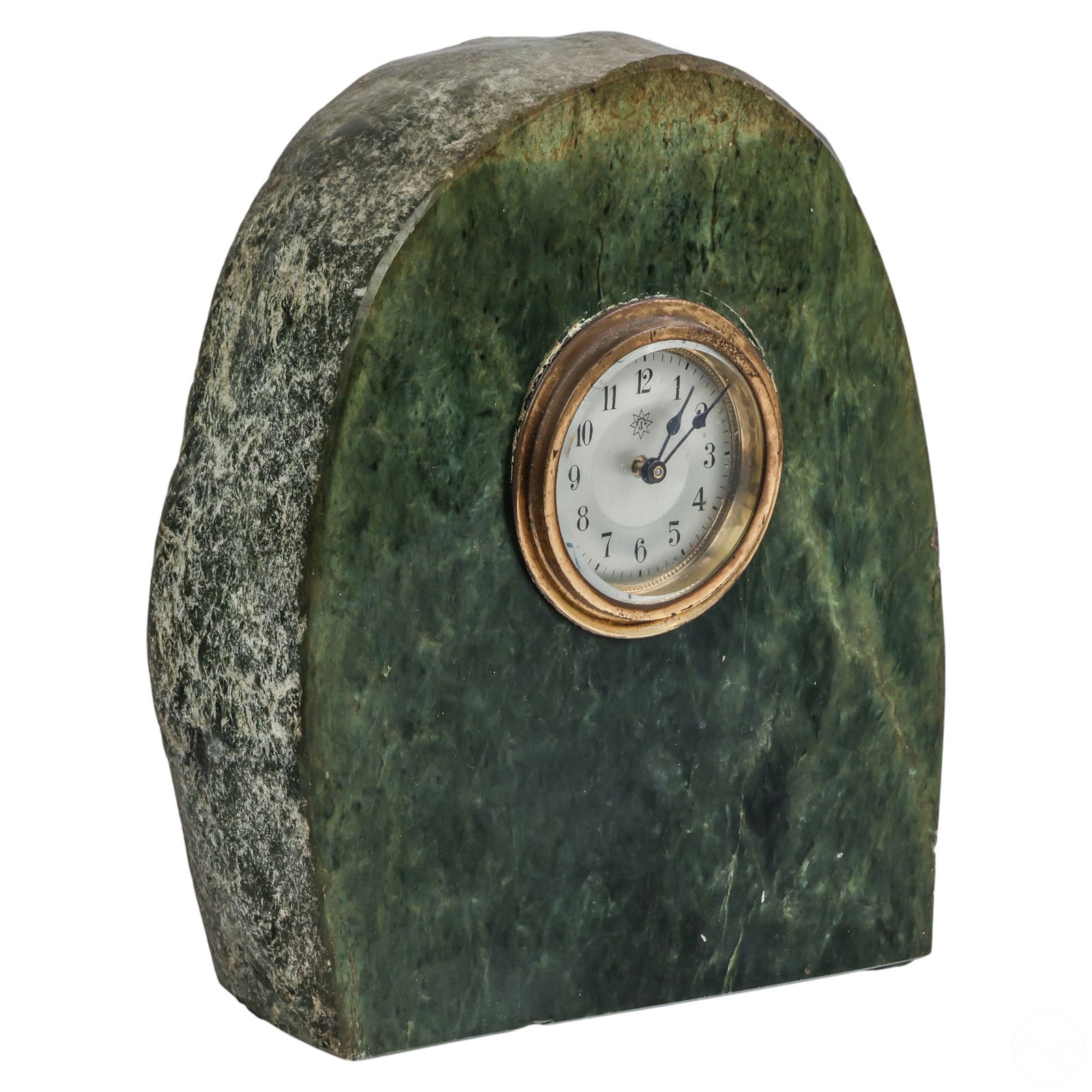 Natural Green Nephrite Jade Junghans Desk Clock (1 of 6)